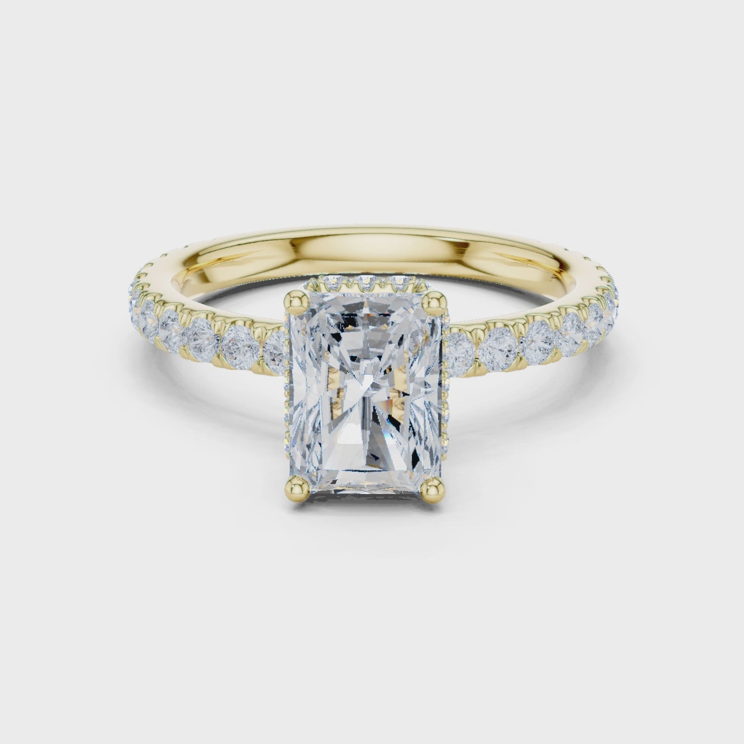 Hera Luxe Halo Radiant Diamond Pavé Ring