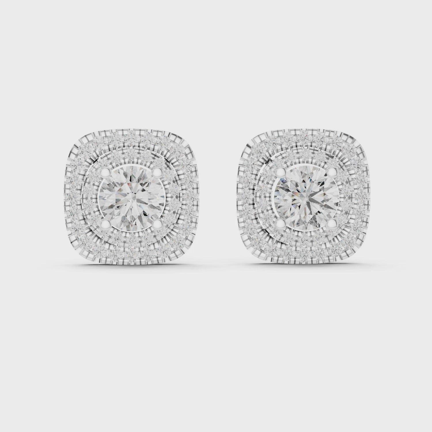 Cushion Halo Diamond Stud Earrings