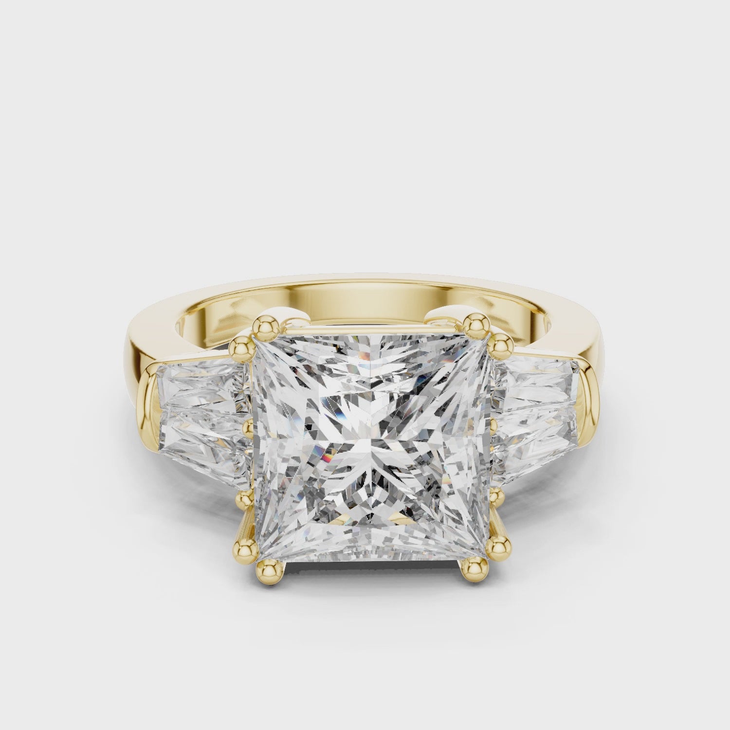 Princess-Cut Three-Stone Diamond Ring