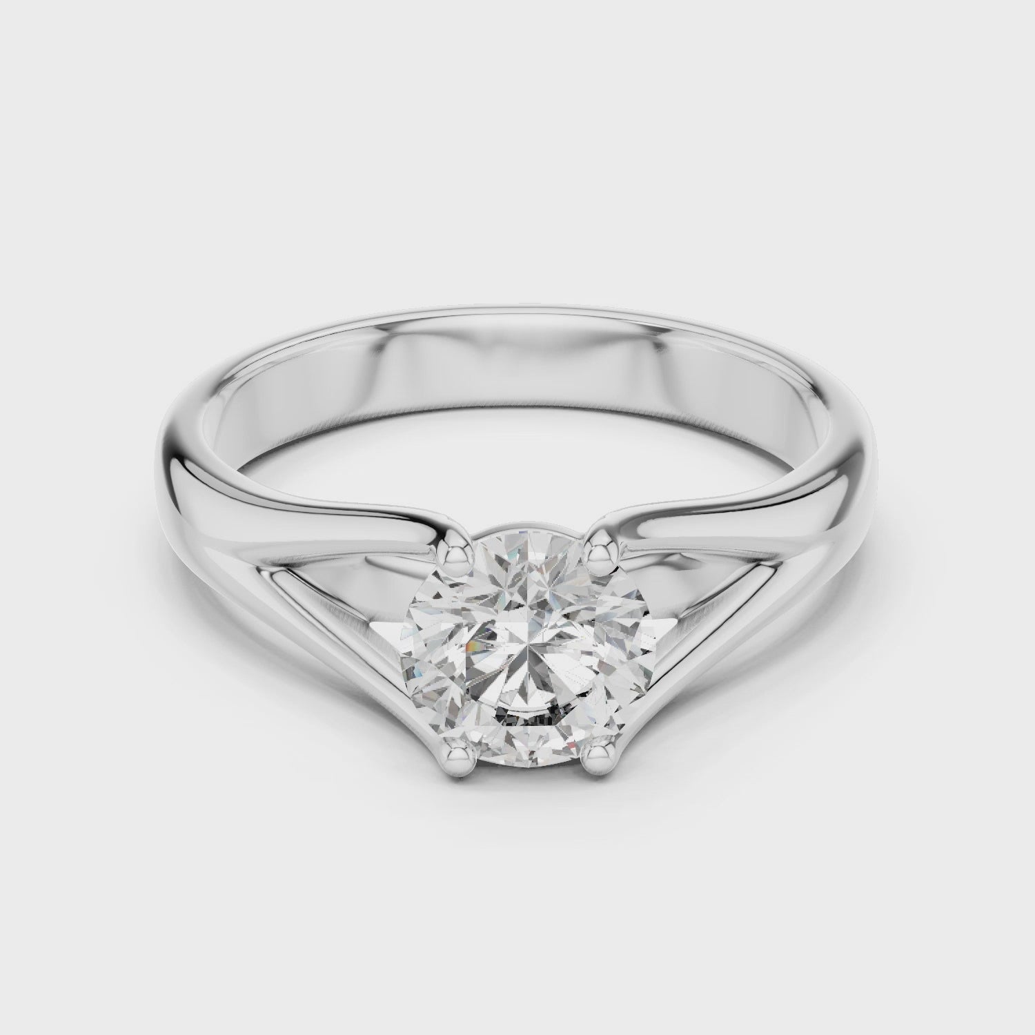 Modern Split-Shoulder Solitaire Diamond Ring