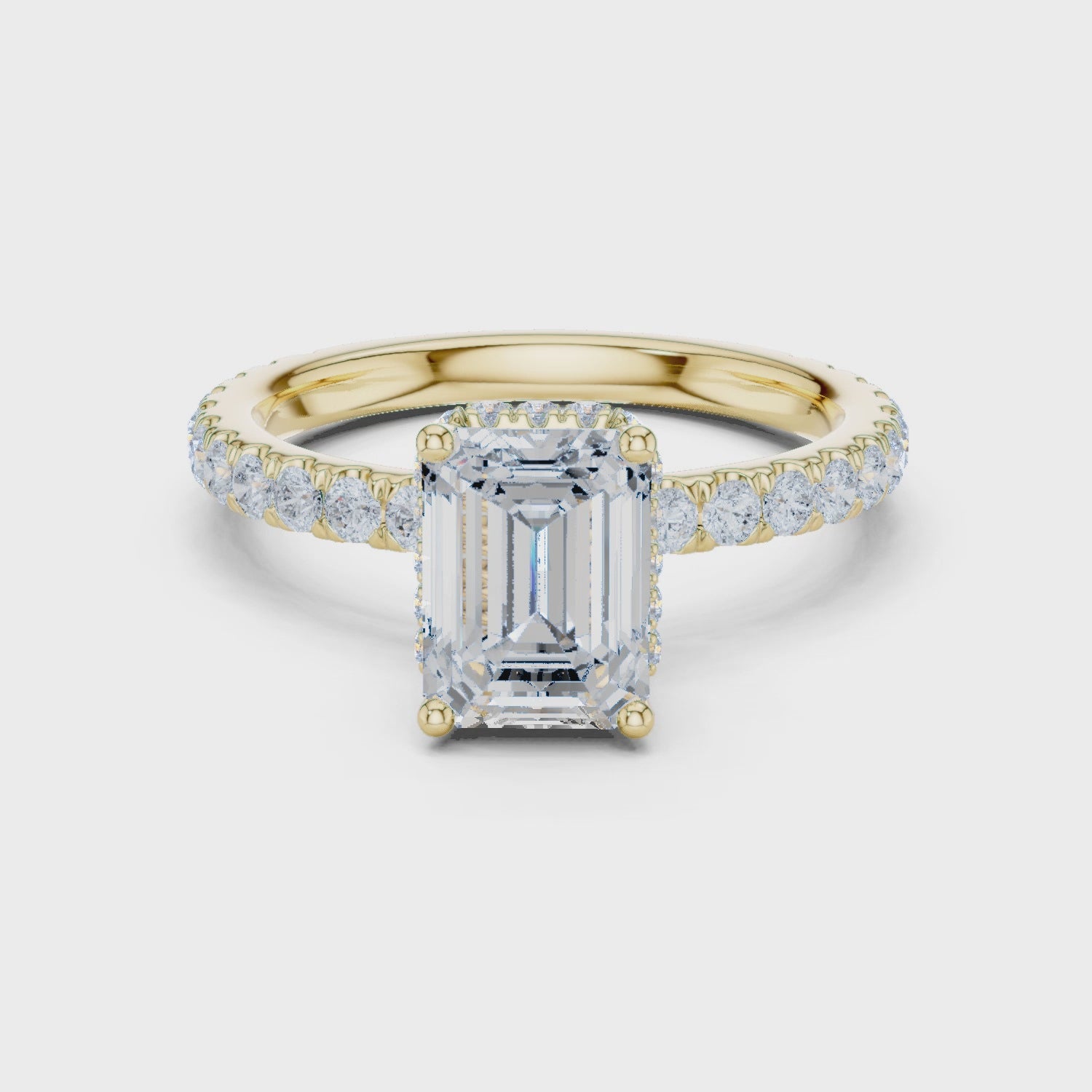 Bria Luxe Halo Emerald Diamond Pavé Ring