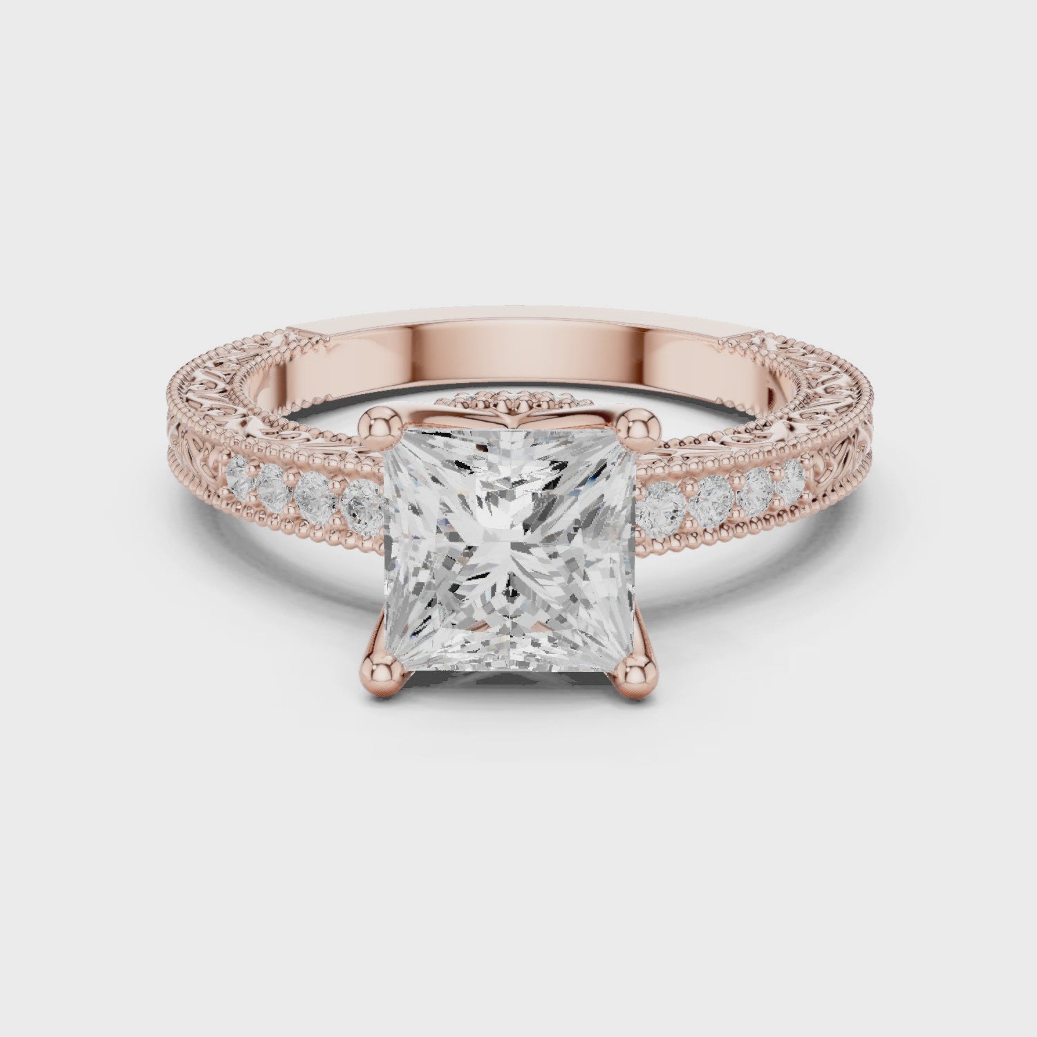 Yara Vintage Lace Princess Diamond Pavé Ring