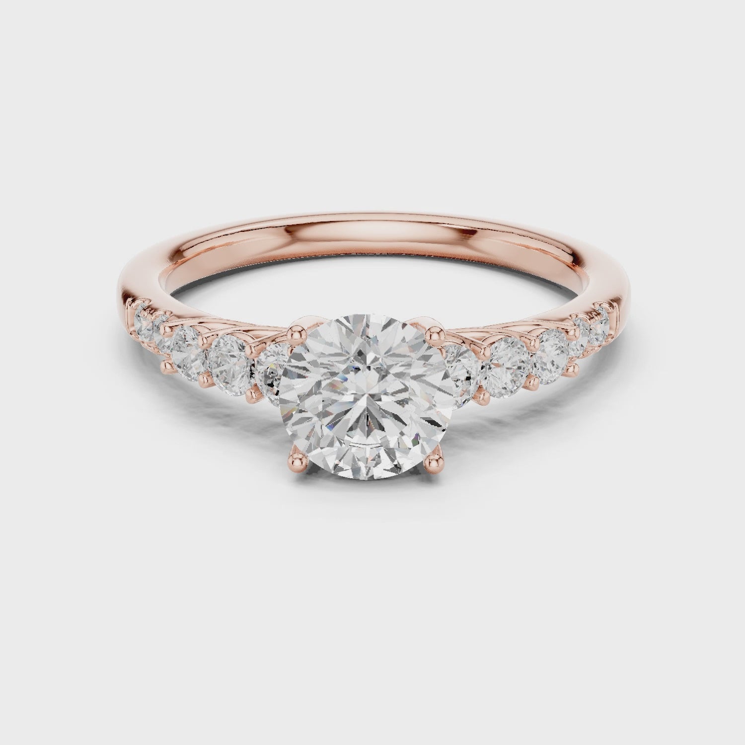 Three-Stone Diamond Engagement Ring with Pavé Band