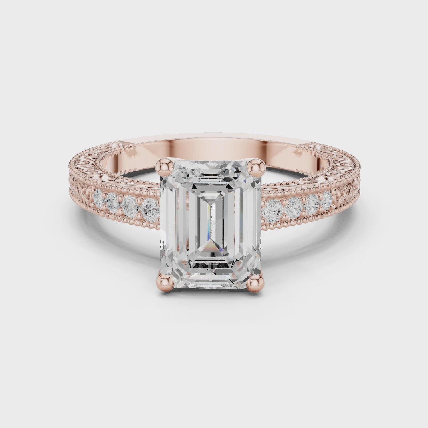Uma Vintage Lace Emerald Diamond Pavé Ring