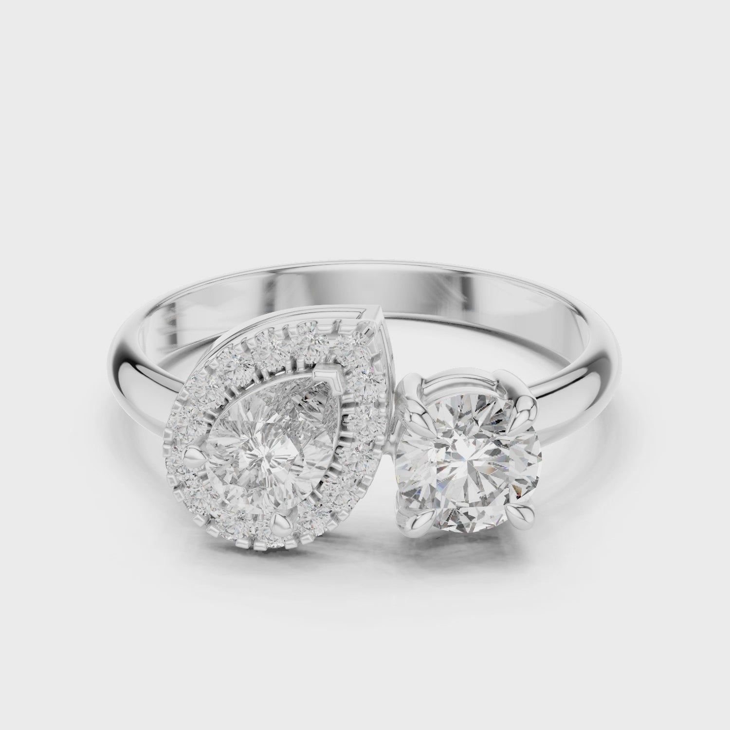 Luxury Gold-Tone Dual Crystal Halo Ring