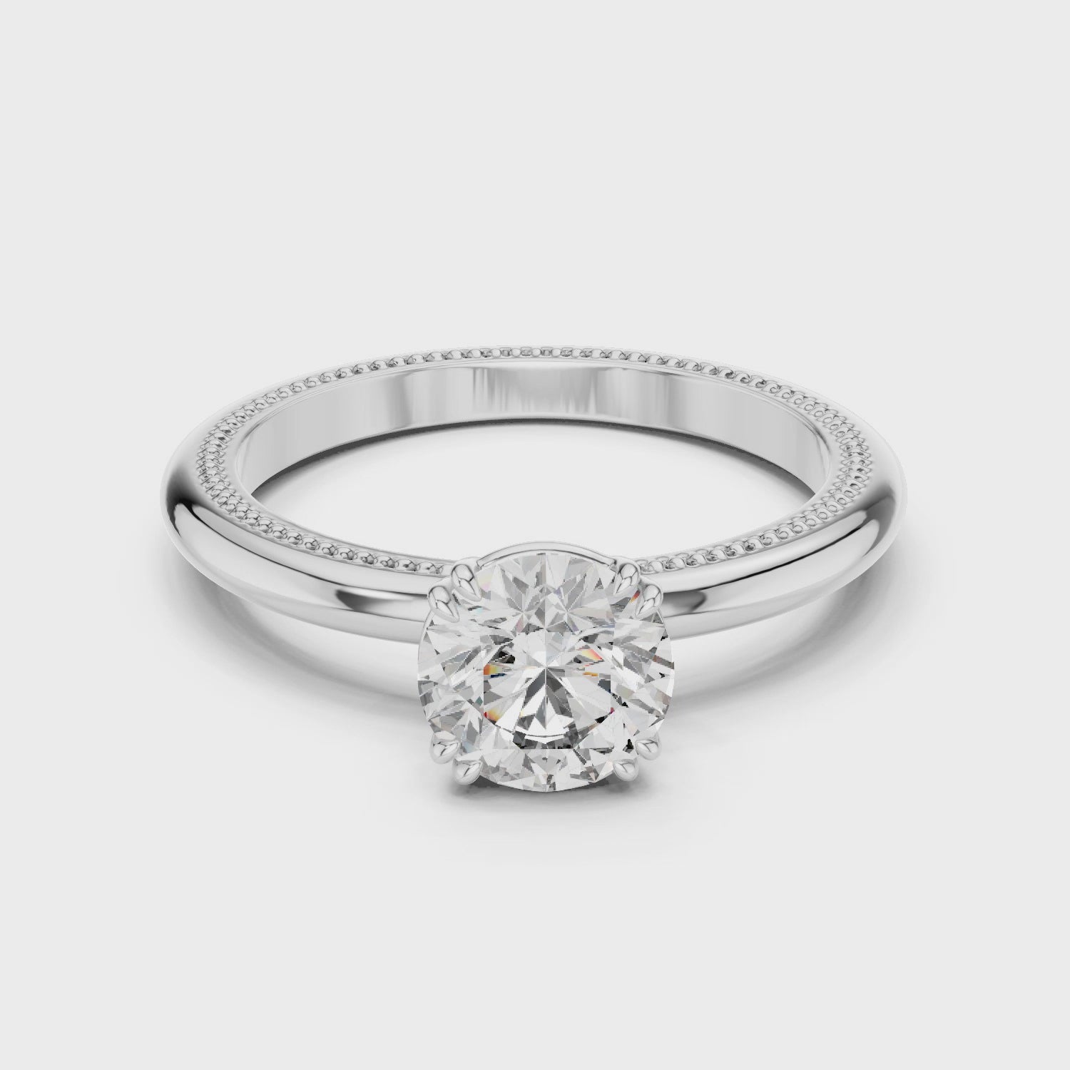 Milgrain Edge Solitaire Diamond Ring