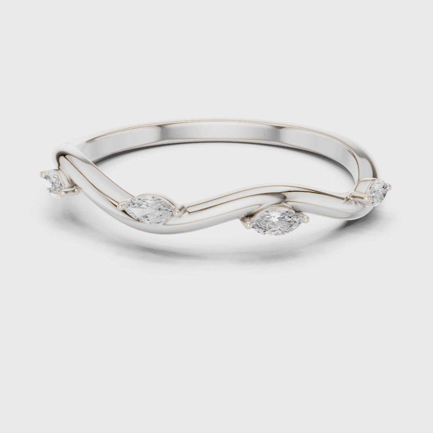 Marquise Diamond Curved Wedding Band