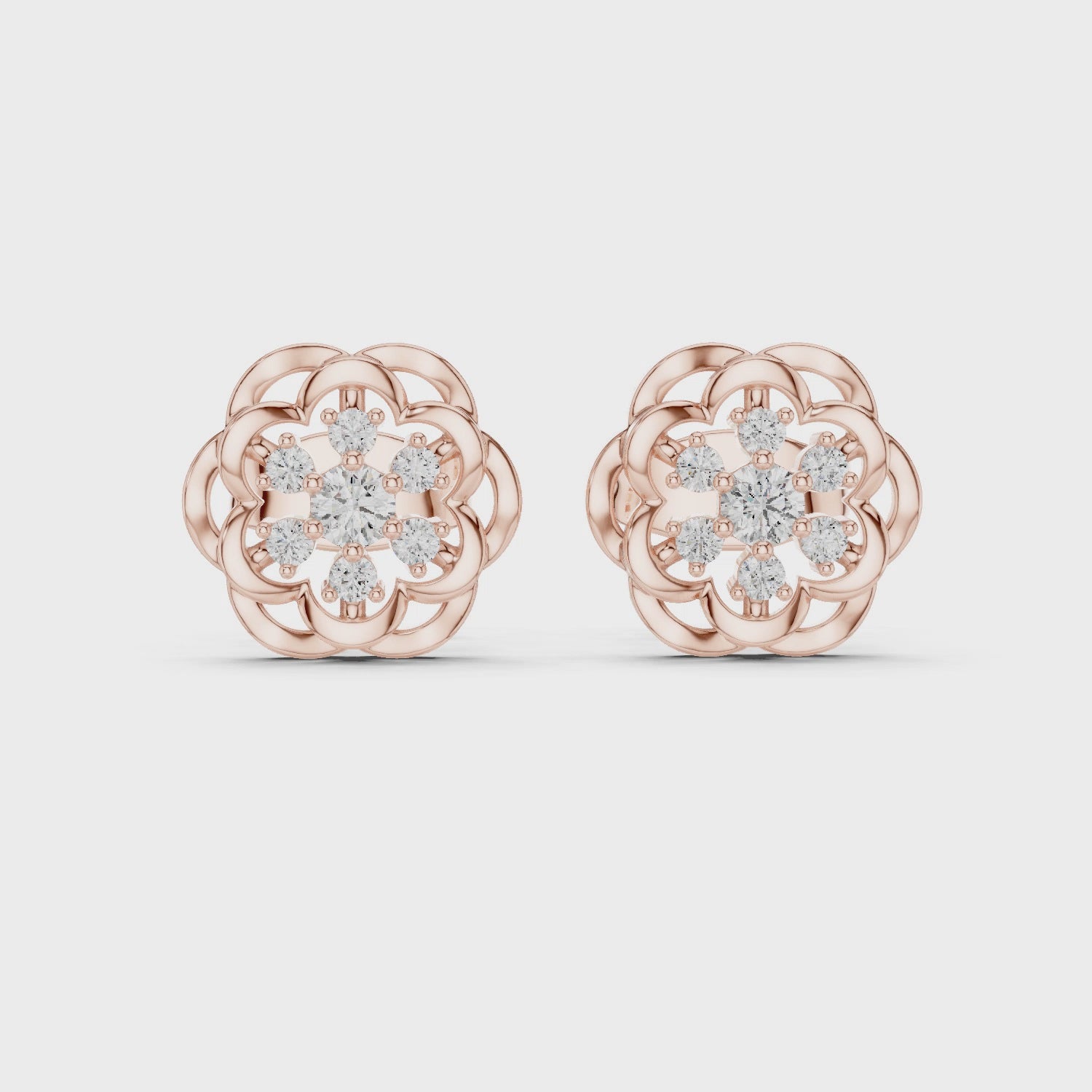 Rose Bloom Lab-Grown Diamond Stud Earrings