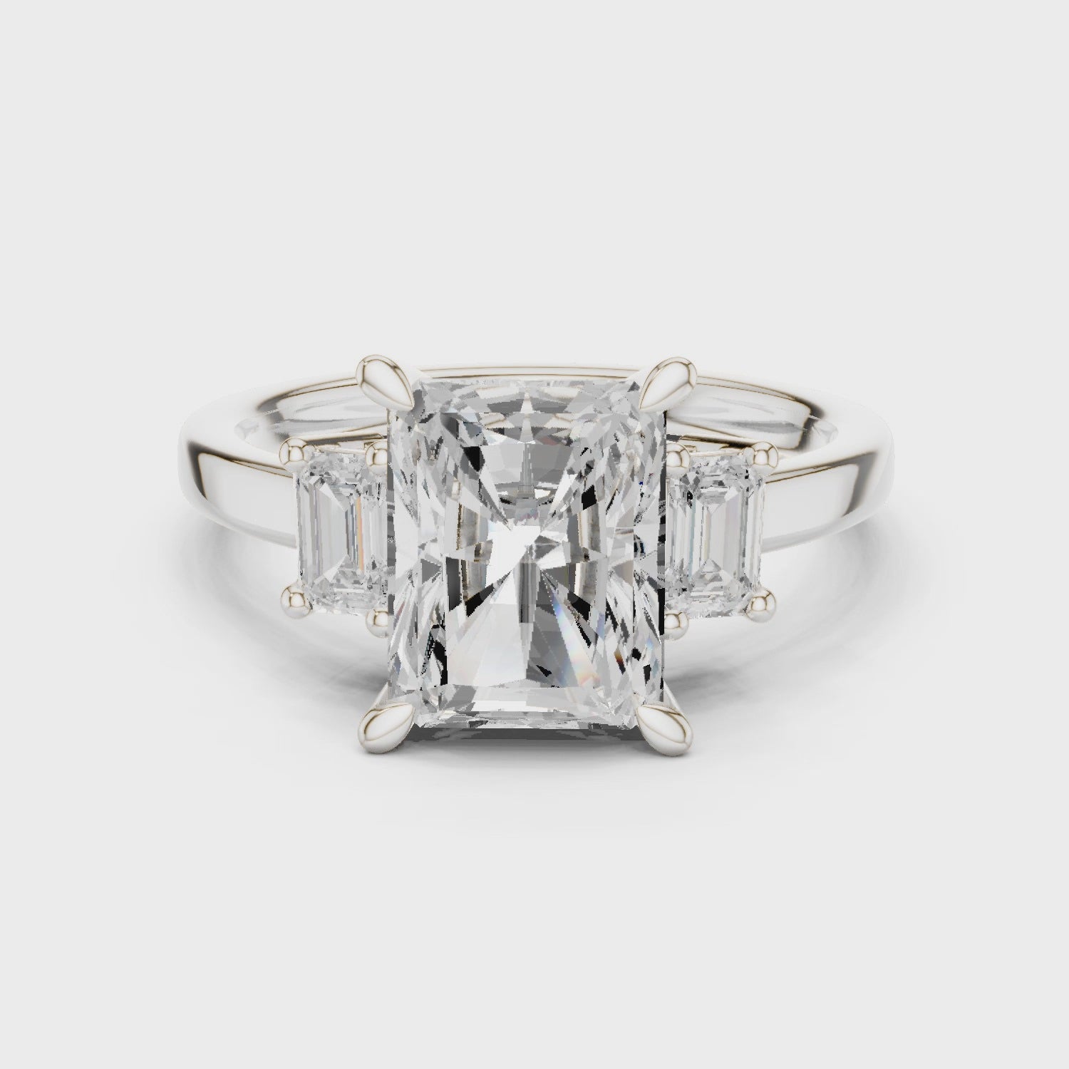 Prism Radiant Diamond Three-Stone Ring