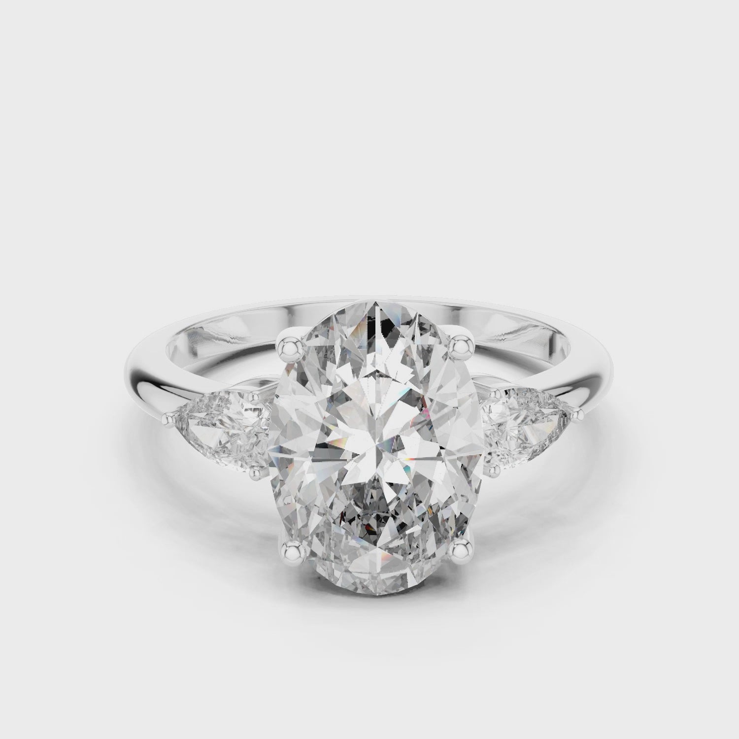 Oval Three-Stone Diamond Engagement Ring