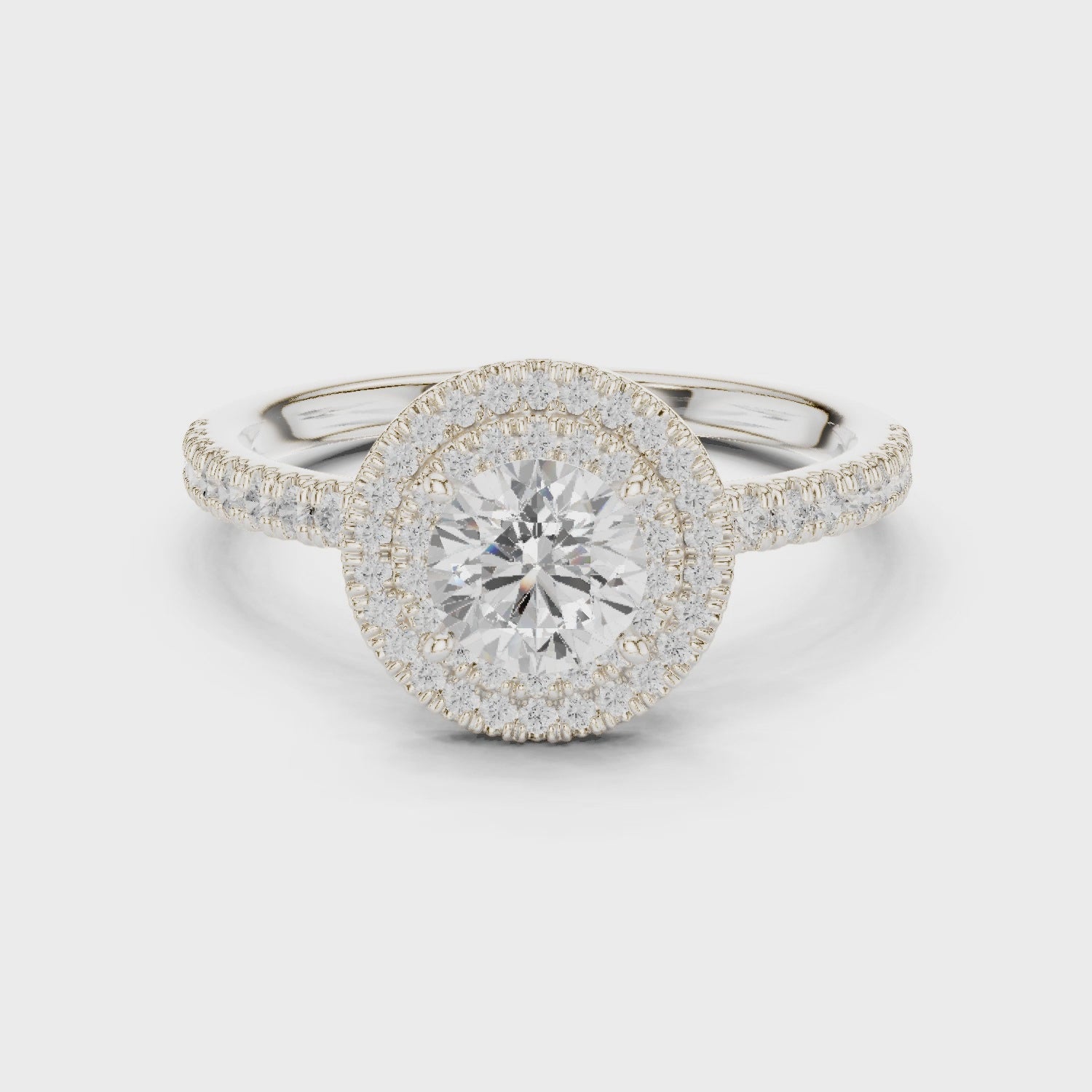 Double Halo Round Lab-Grown Diamond Engagement Ring