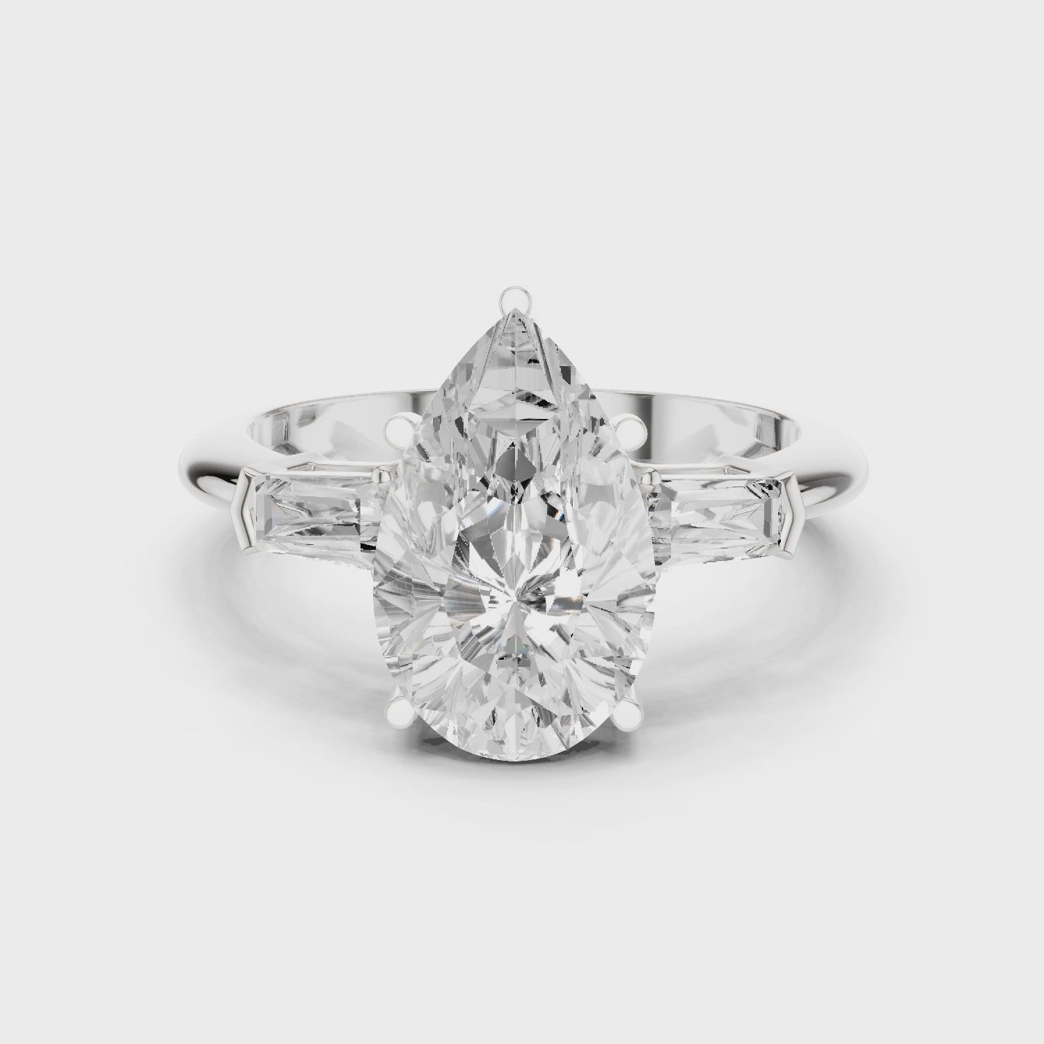 Lattice Pear Diamond Three-Stone Ring