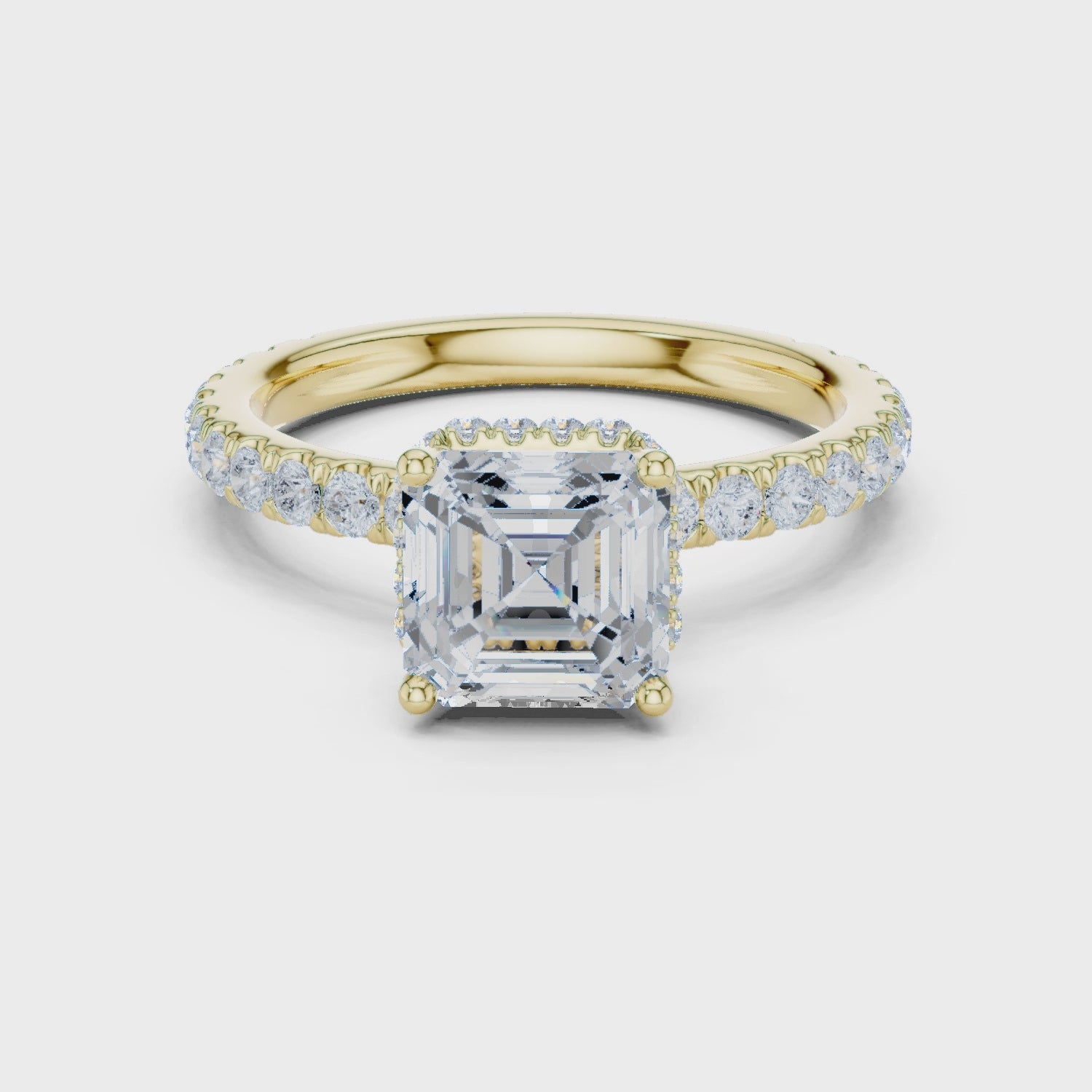 Alma Luxe Halo Asscher Diamond Pavé Ring