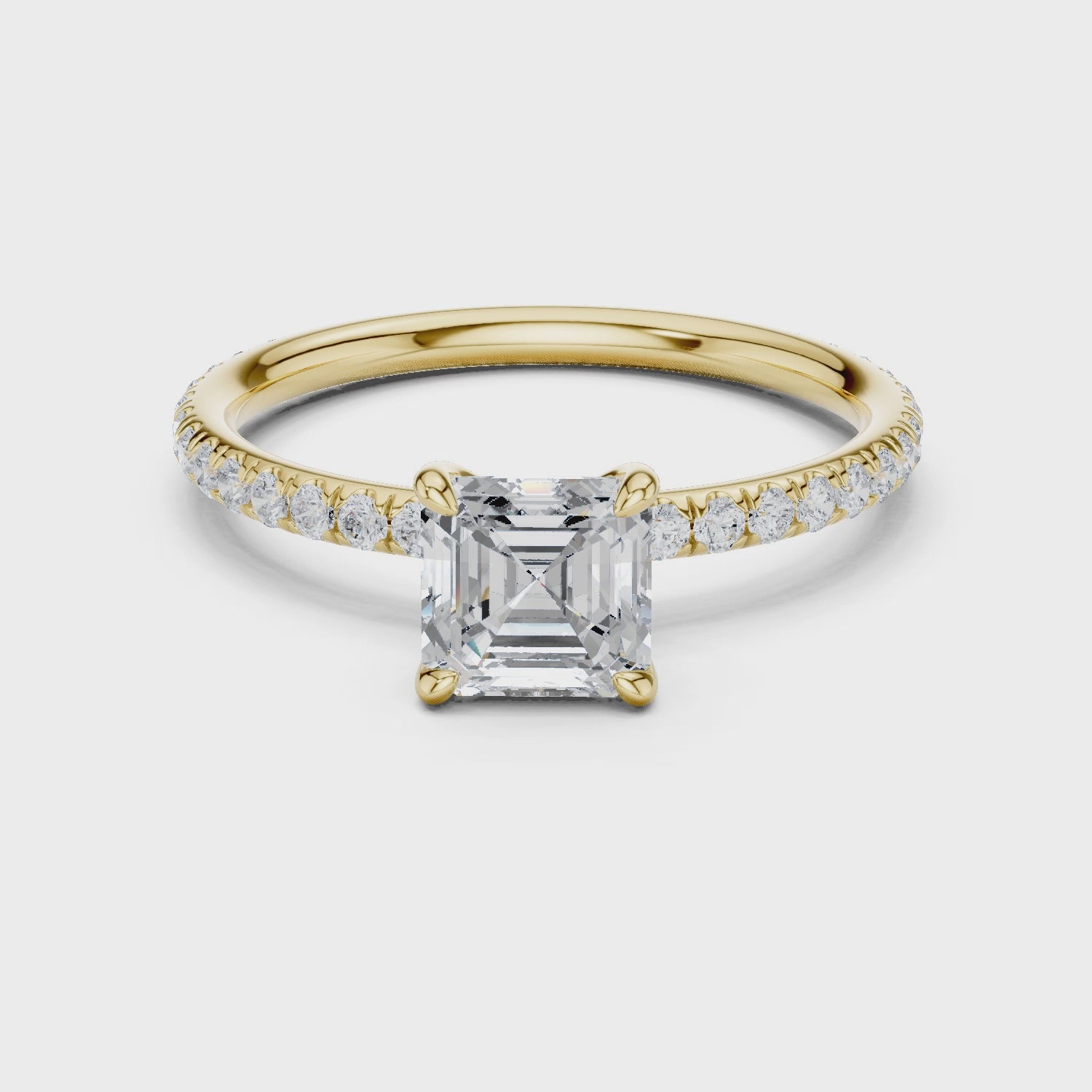 Amber Celeste Pavé Asscher Diamond Ring