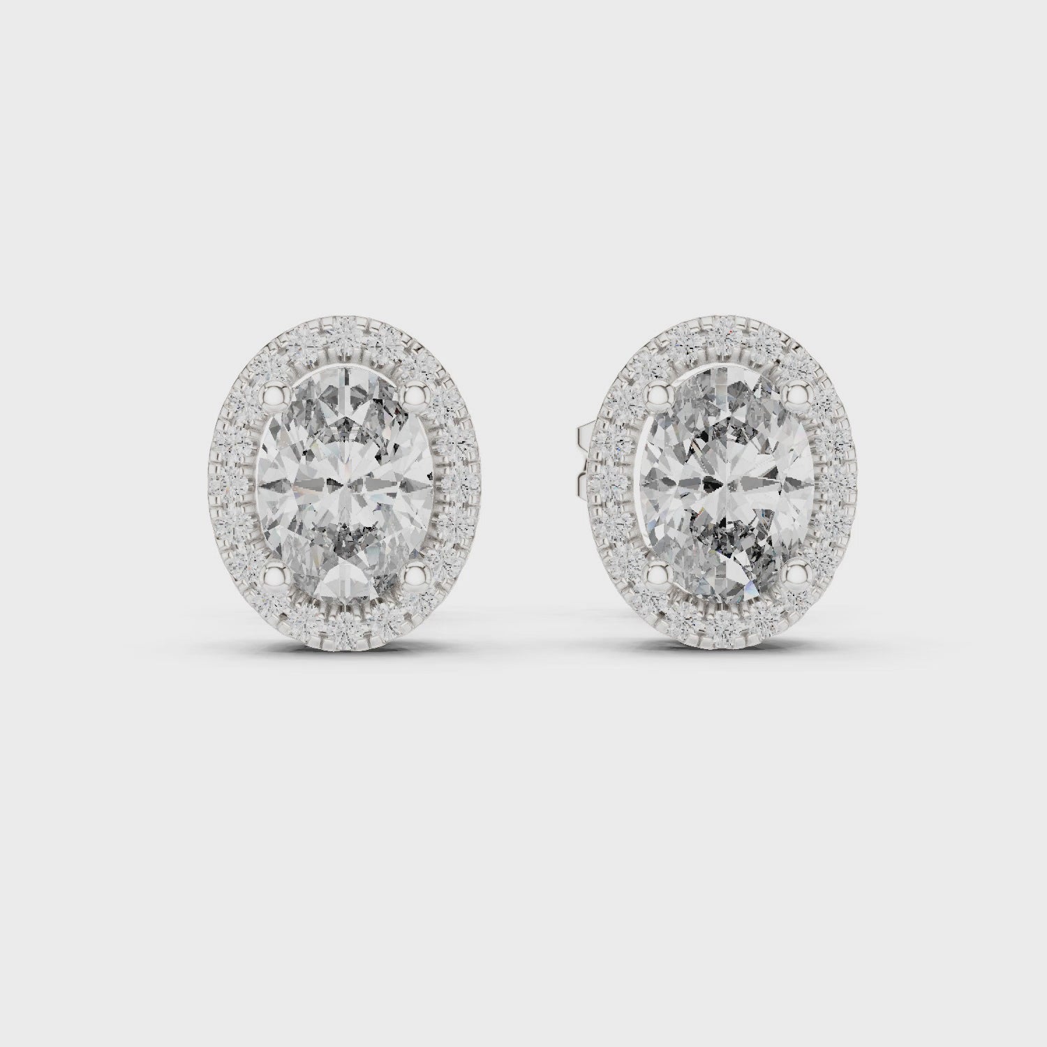 Oval Halo Diamond Stud Earrings