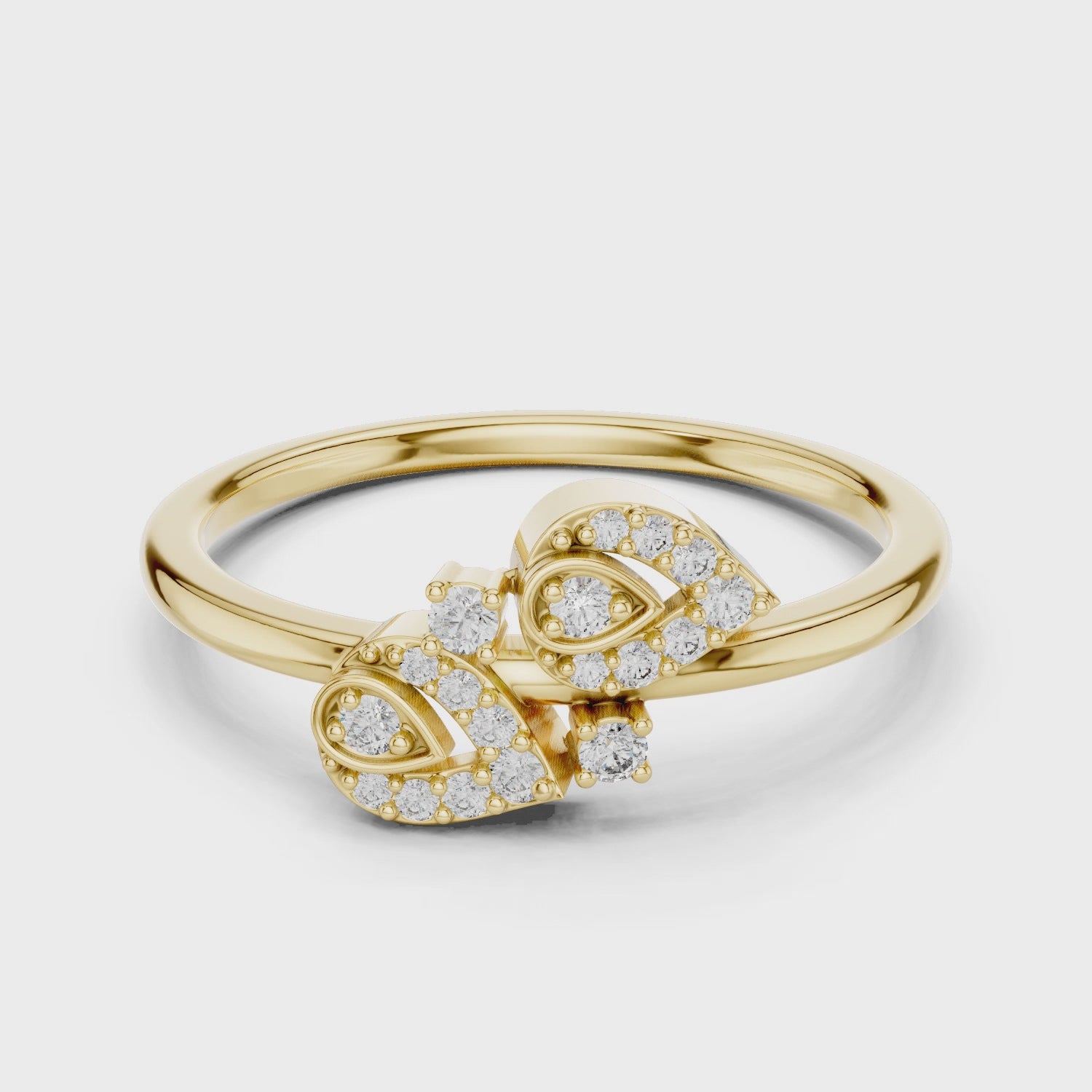 Diamond Leaf Motif Open Ring