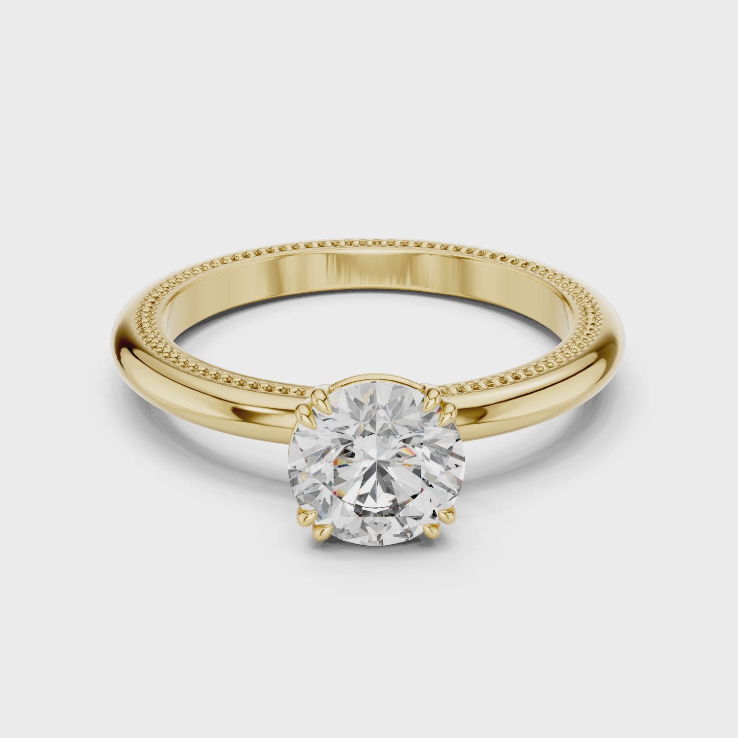 Milgrain Edge Solitaire Diamond Ring
