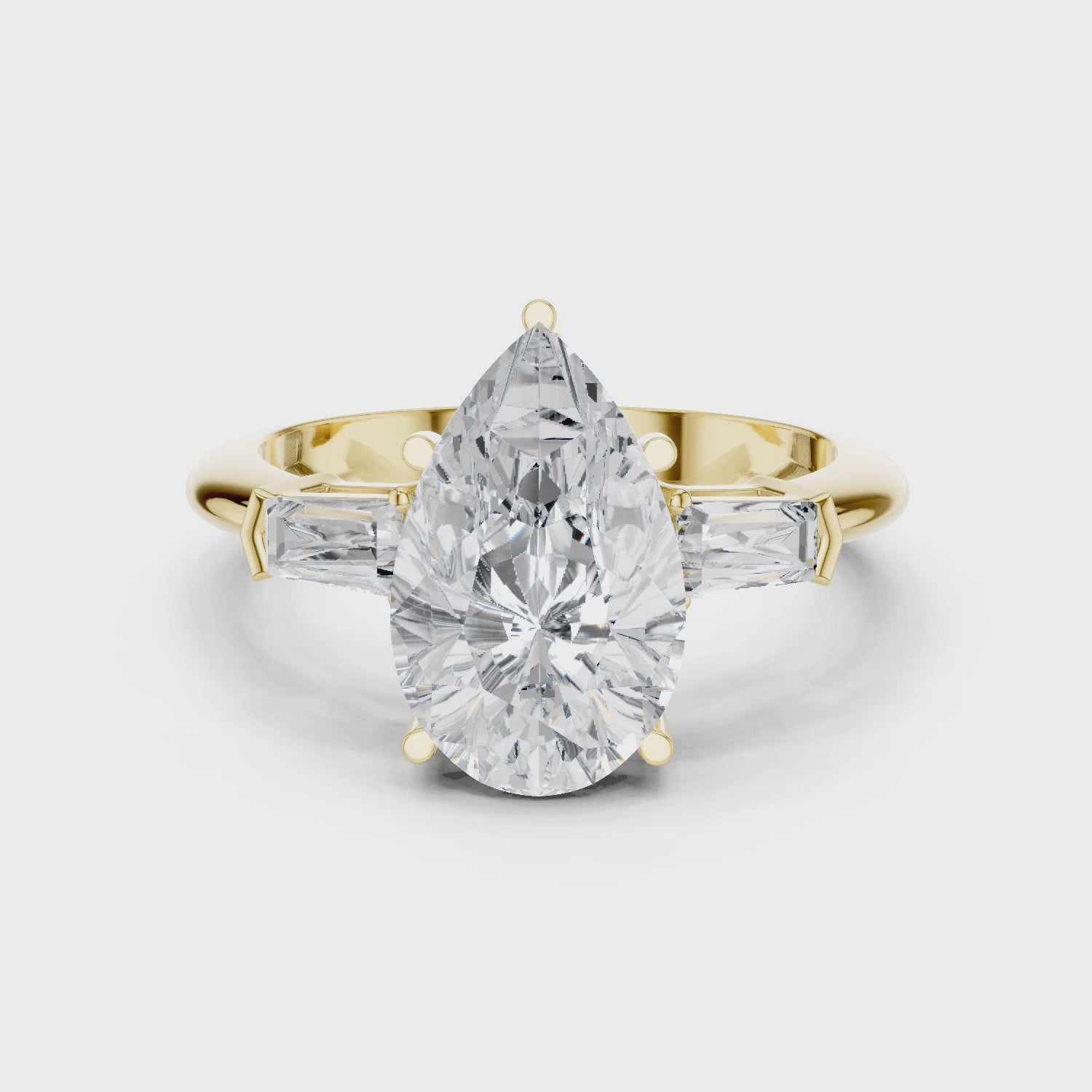 Lattice Pear Diamond Three-Stone Ring