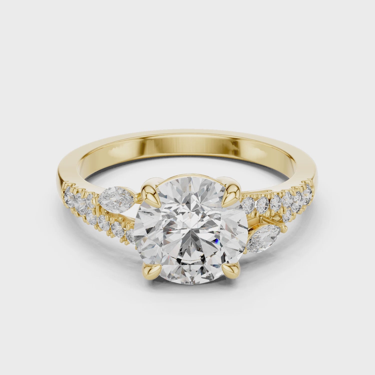 Classic Round Accent Solitaire Diamond Ring