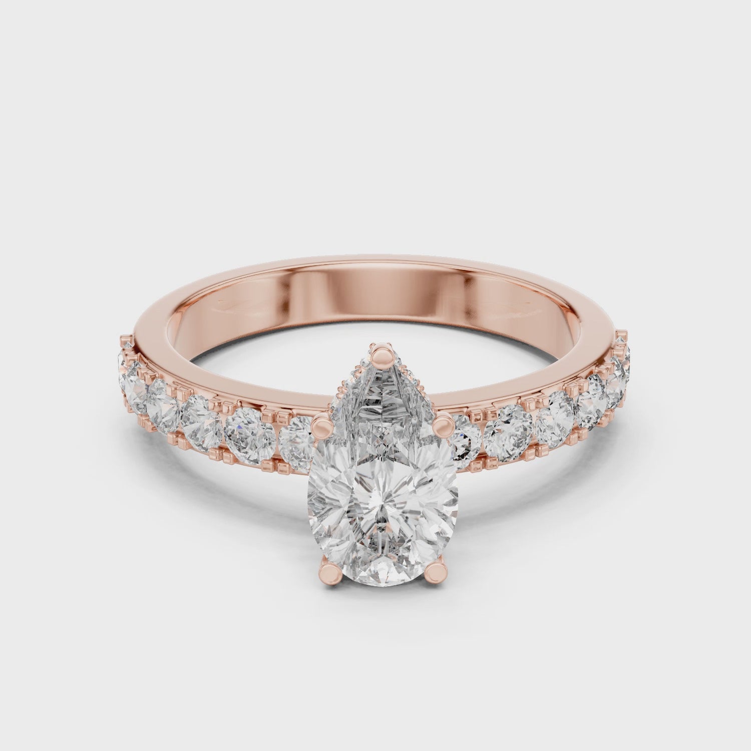Pear Cut Diamond Engagement Ring with Pavé Band