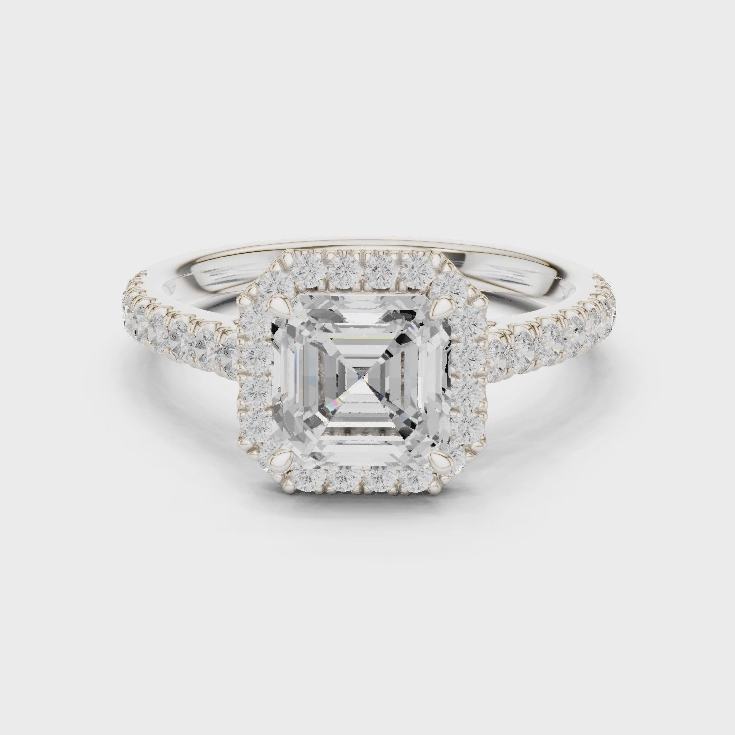 Joel Royal Halo Asscher Diamond Ring