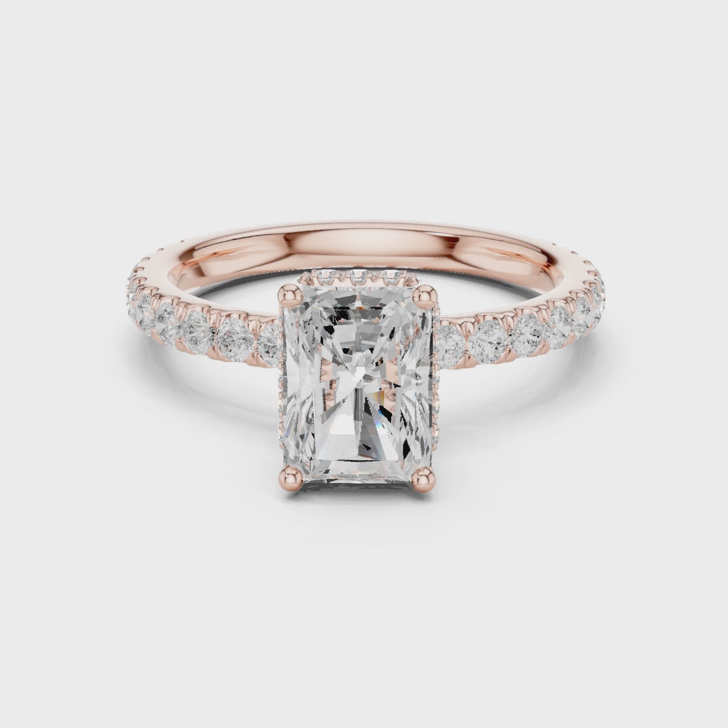 Hera Luxe Halo Radiant Diamond Pavé Ring
