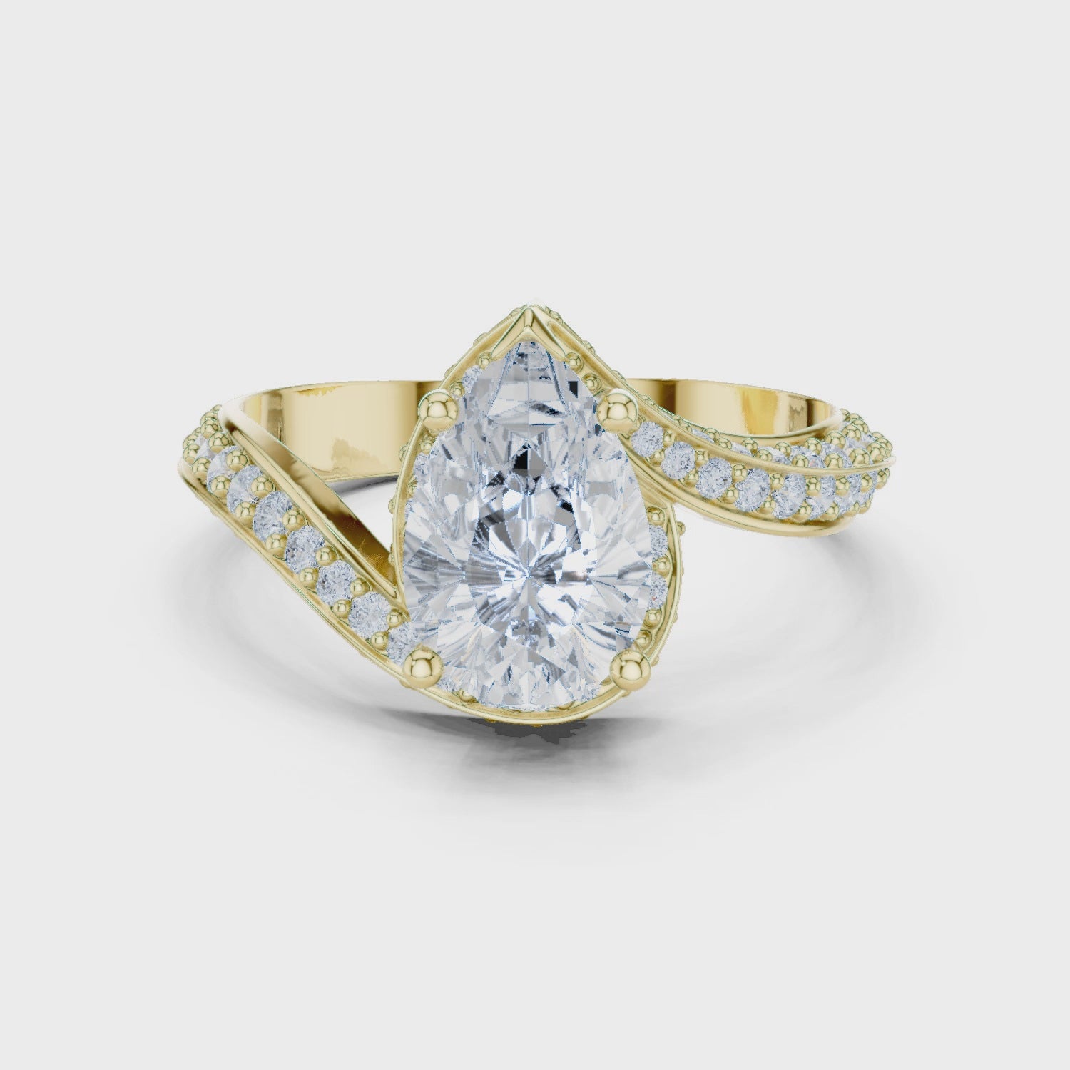Twisted Pear Diamond Ring