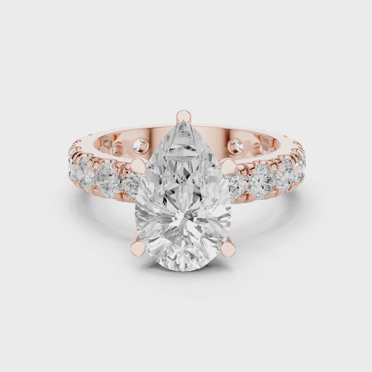 Cascade Graceful Pear Diamond Pavé Ring