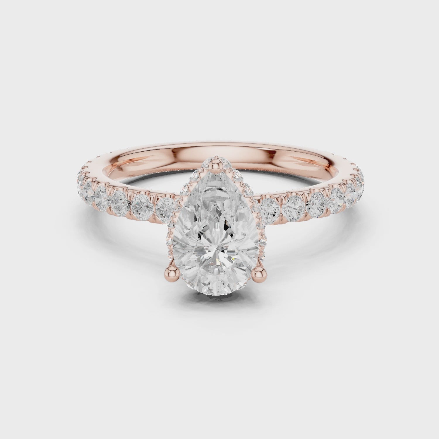 Fern Luxe Halo Pear Diamond Pavé Ring