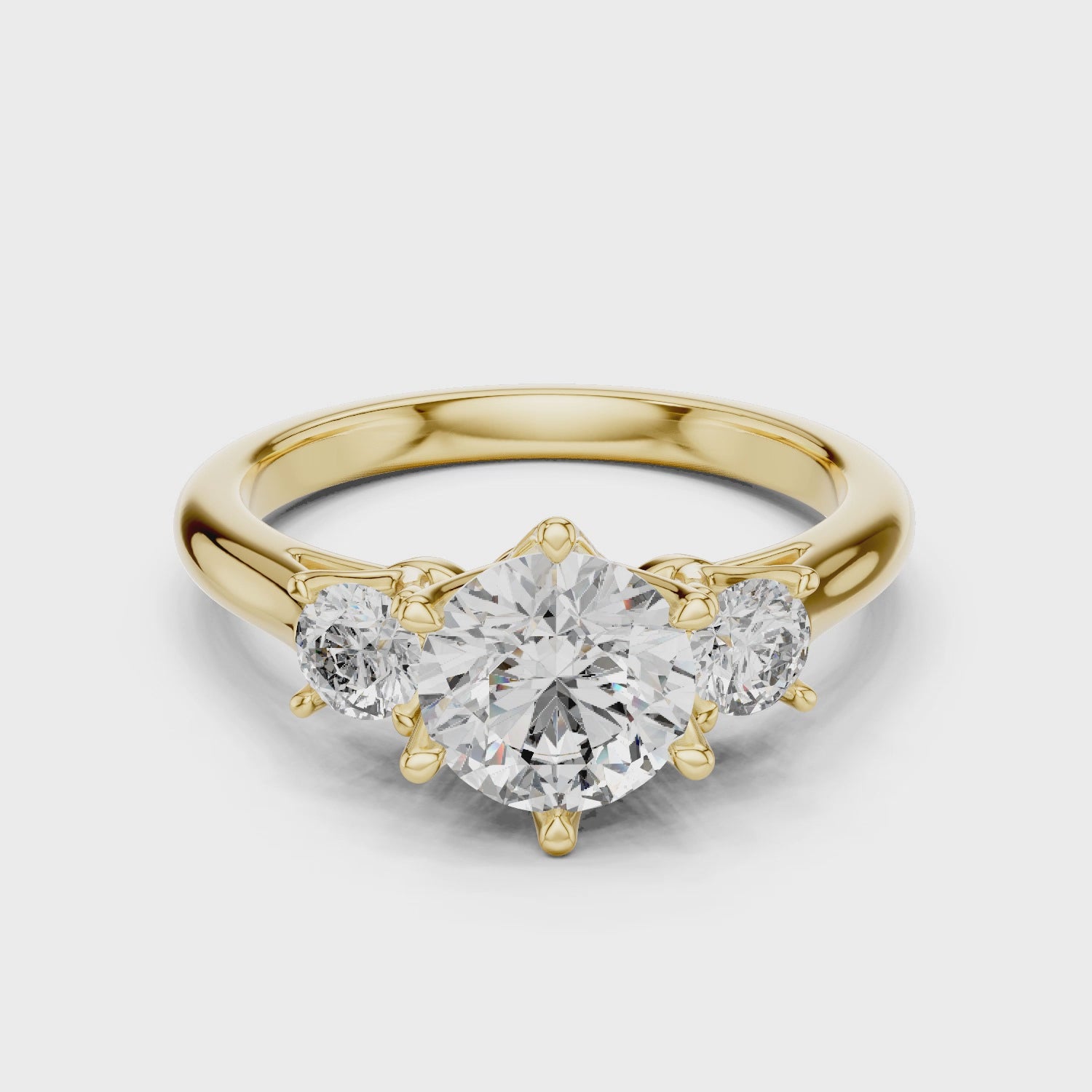 Classic Round Three-Stone Diamond Ring