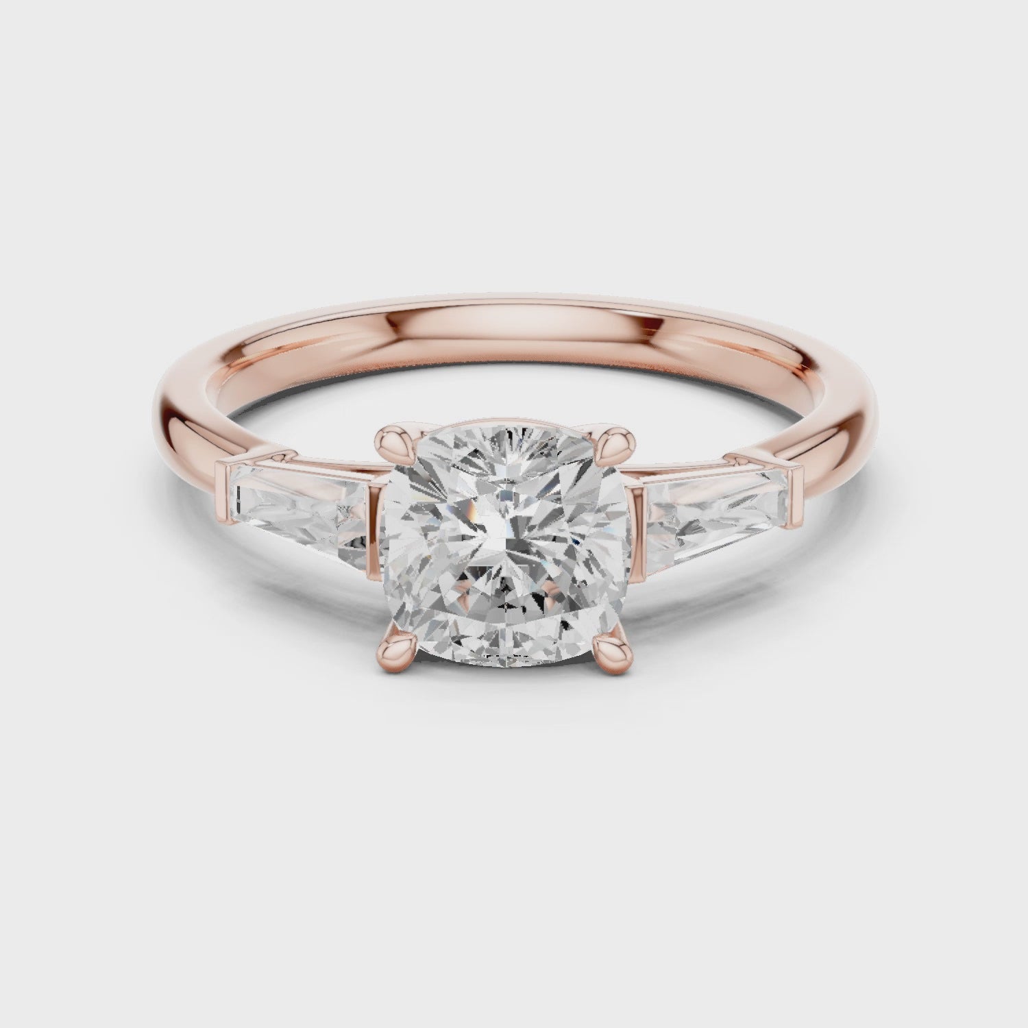 Cushion Three Stone Ring