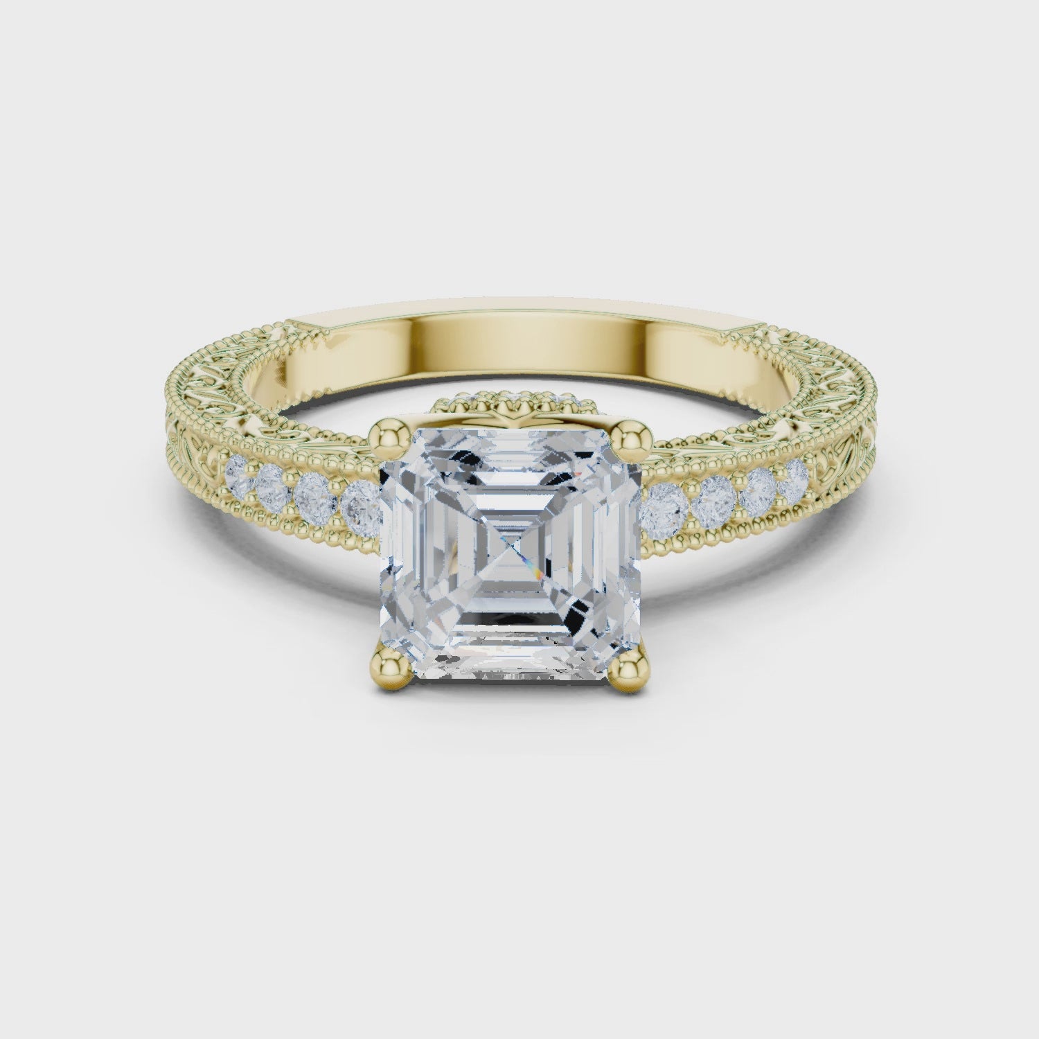 Solace Vintage Lace Asscher Diamond Pavé Ring