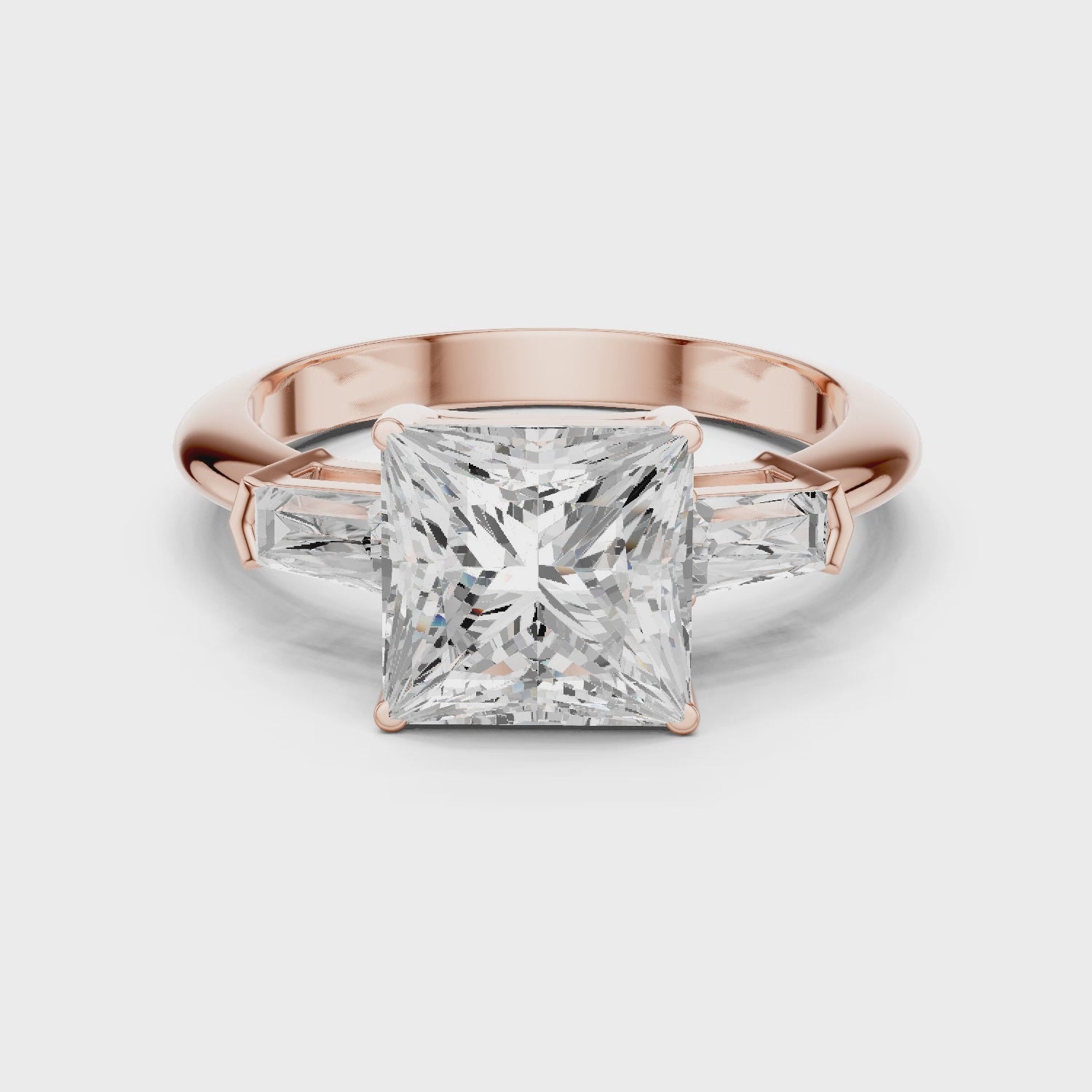Empress Princess Diamond Three-Stone Ring