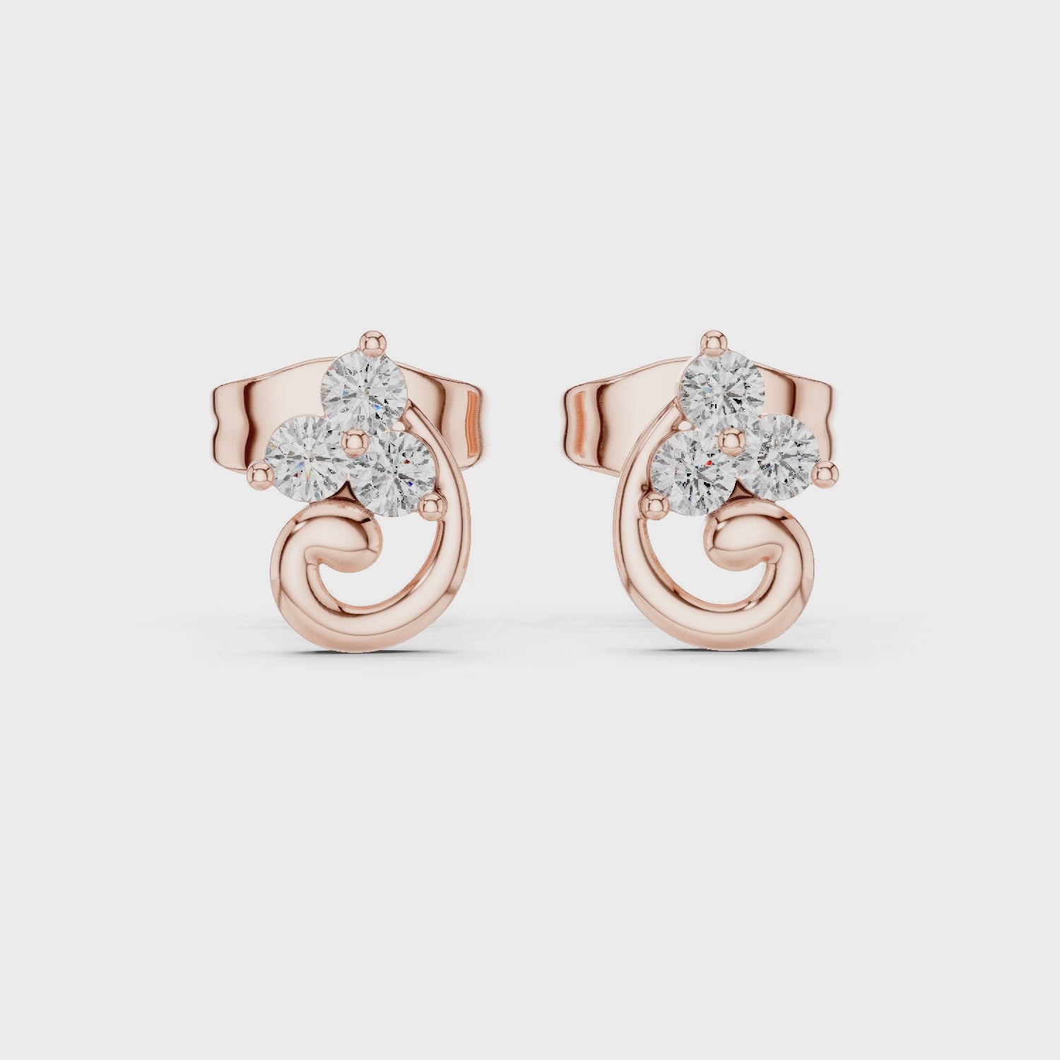 Trinity Swirl Lab-Grown Diamond Stud Earrings