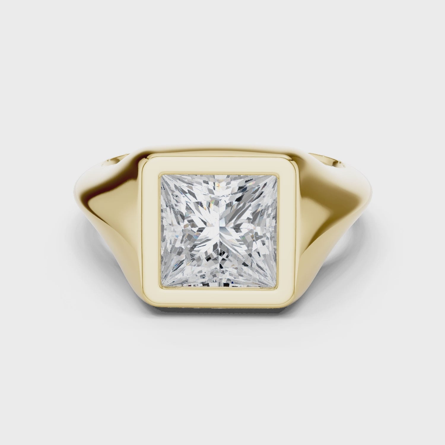 Titan Bold Princess Bezel Signet Diamond Ring