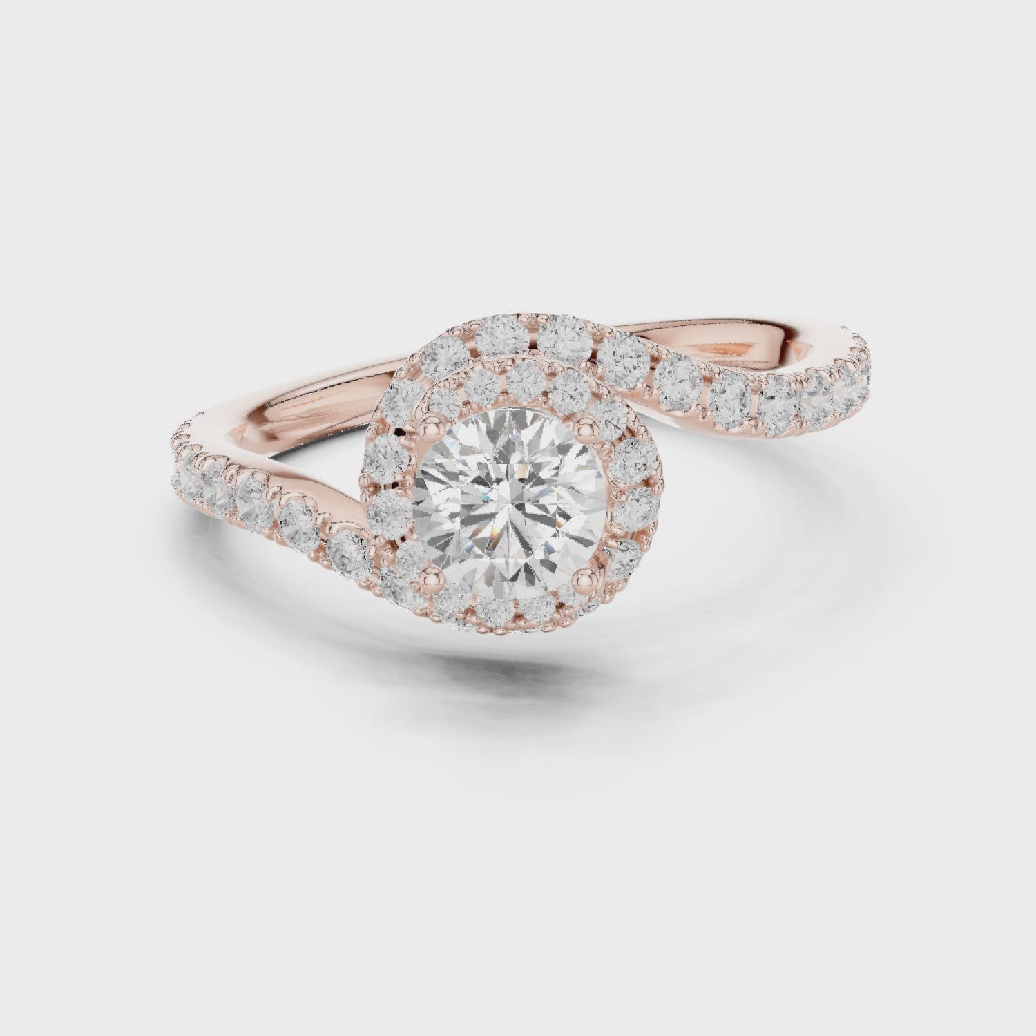 Swirl Pavé Diamond Solitaire Engagement Ring