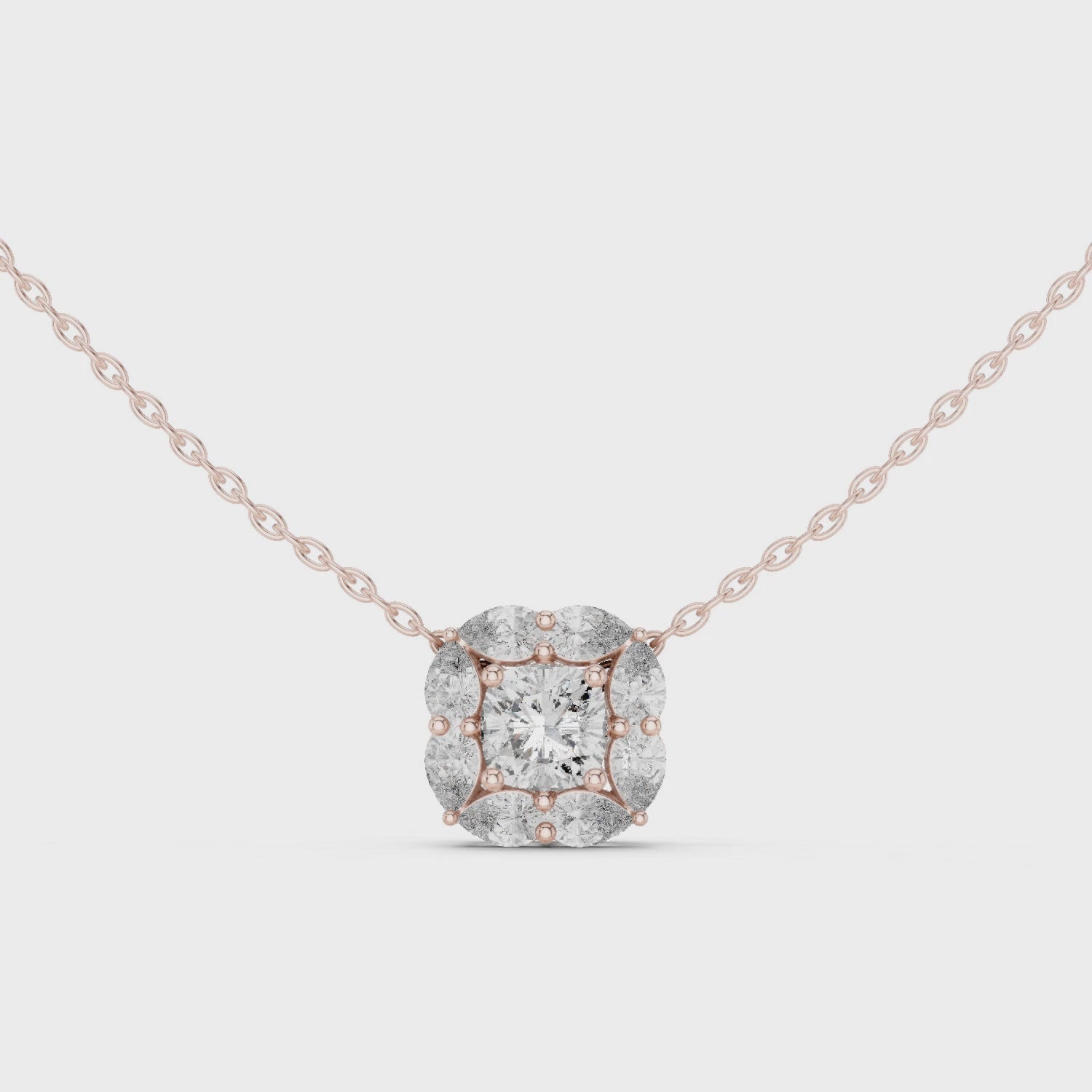 Cushion Halo Diamond Pendant Necklace