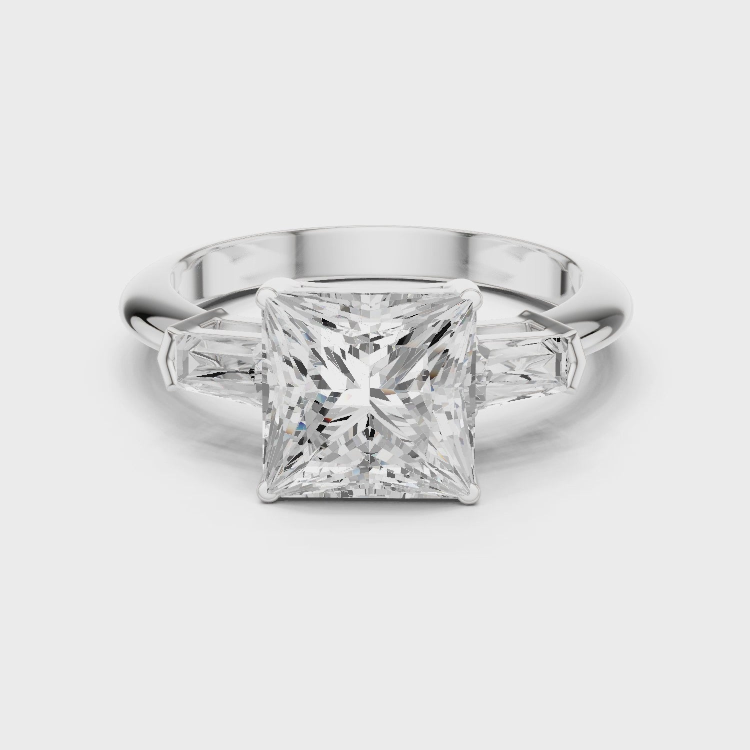 Empress Princess Diamond Three-Stone Ring