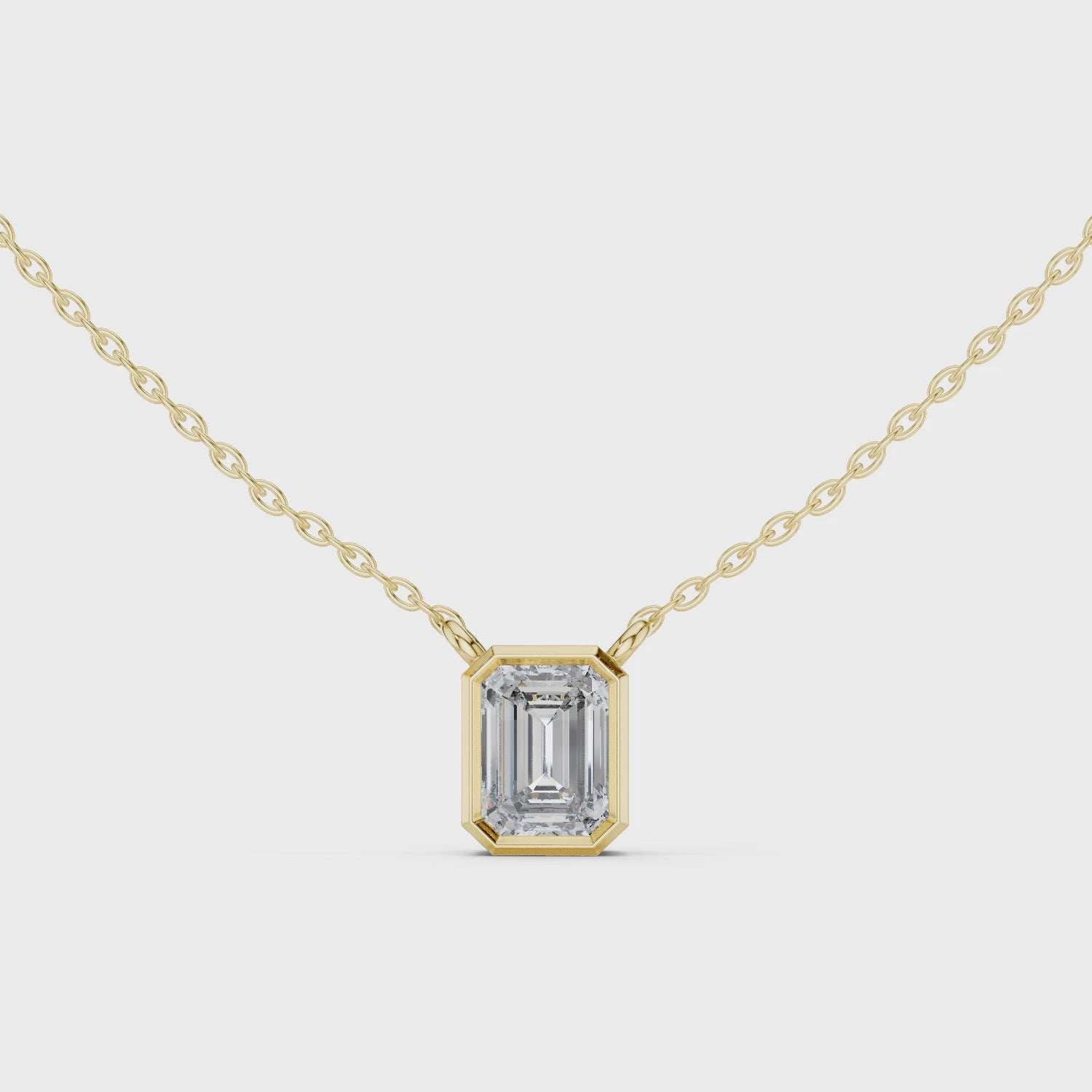 Emerald-Cut Solitaire Diamond Pendant