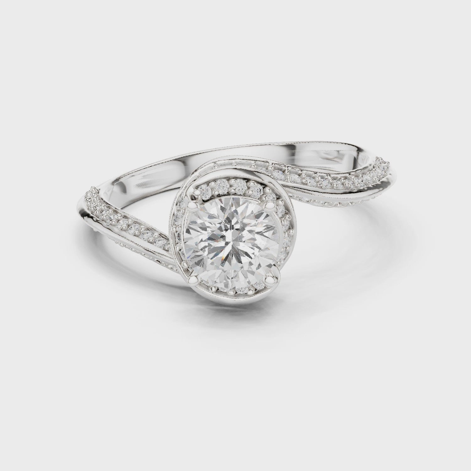 Twisted Pave Diamond Engagement Ring