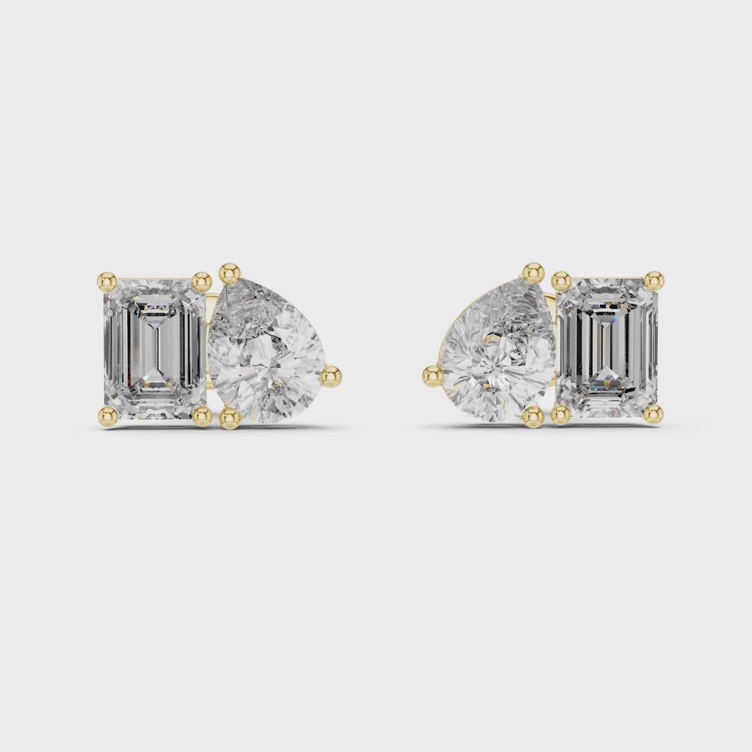Dual Brilliance Emerald & Pear Lab-Grown Diamond Stud Earrings