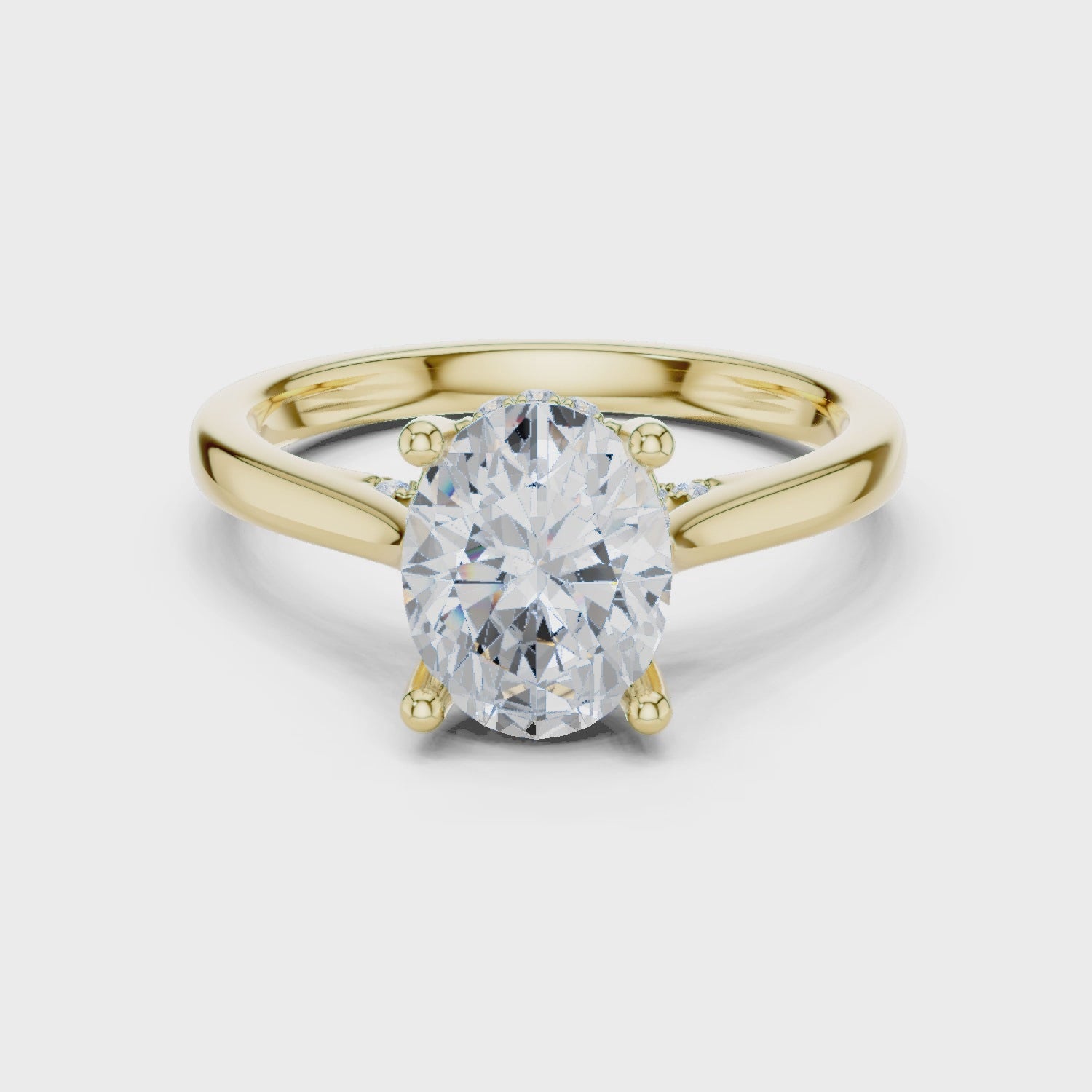 Pearl Aurora Split Shank Oval Diamond Ring