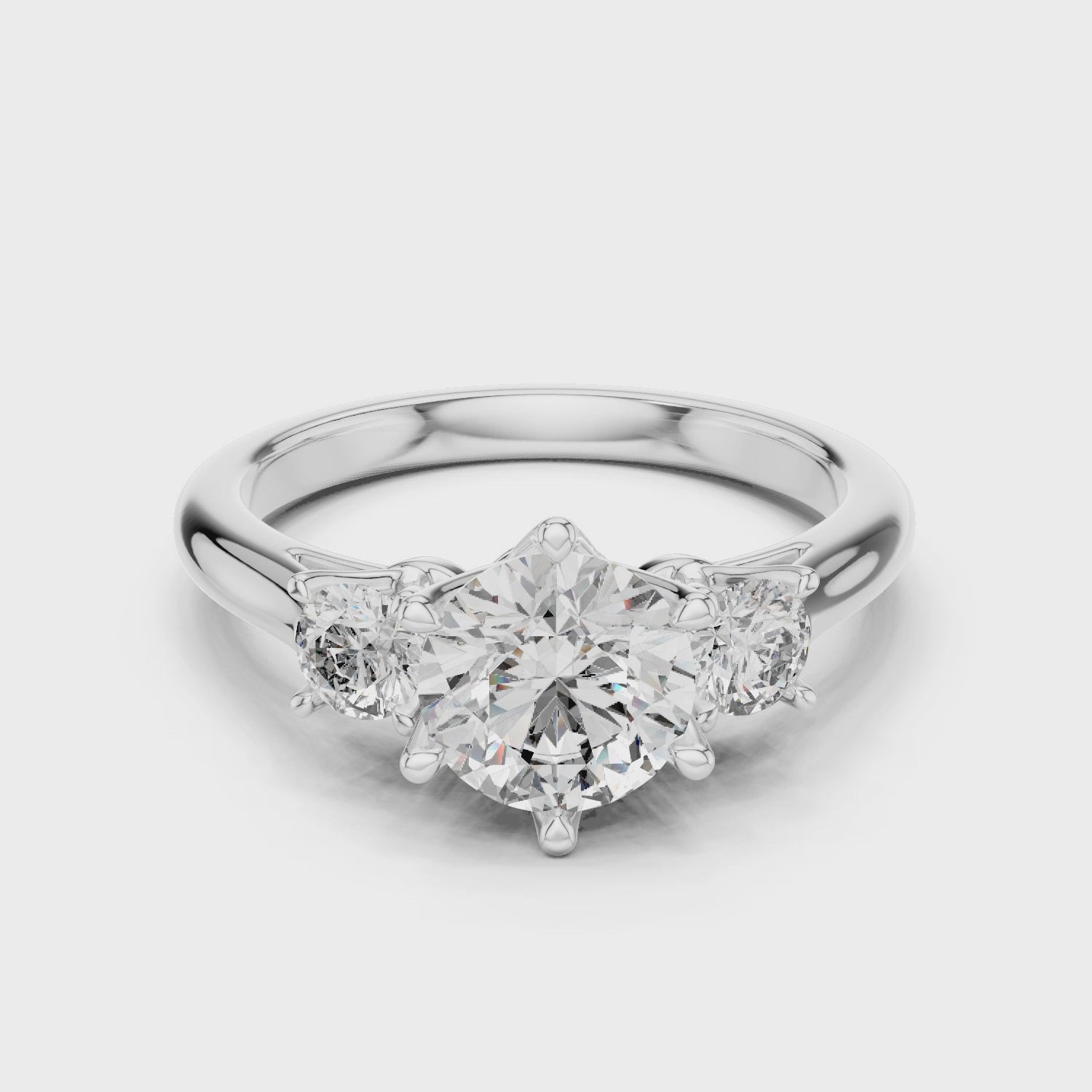 Classic Round Three-Stone Diamond Ring
