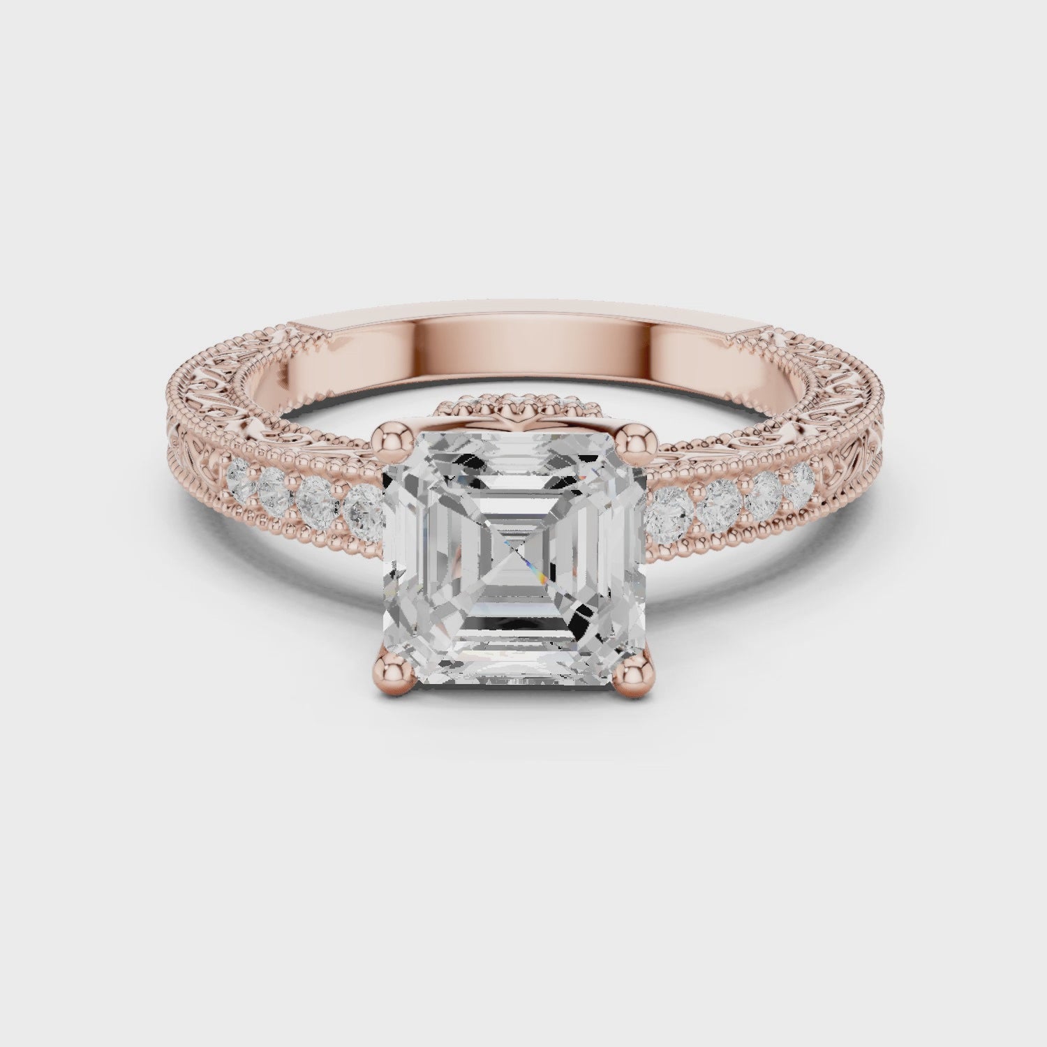 Solace Vintage Lace Asscher Diamond Pavé Ring