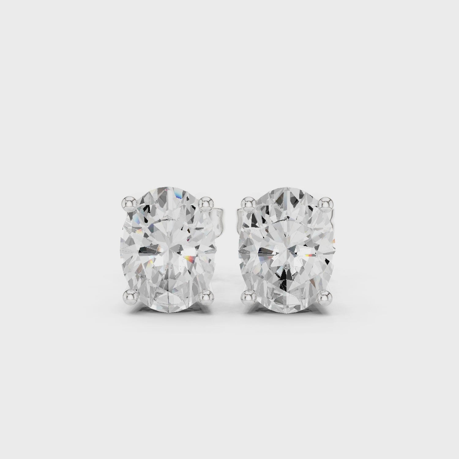 Video of Oval cut Diamond stud earring on a white background in side view from DFE Australia