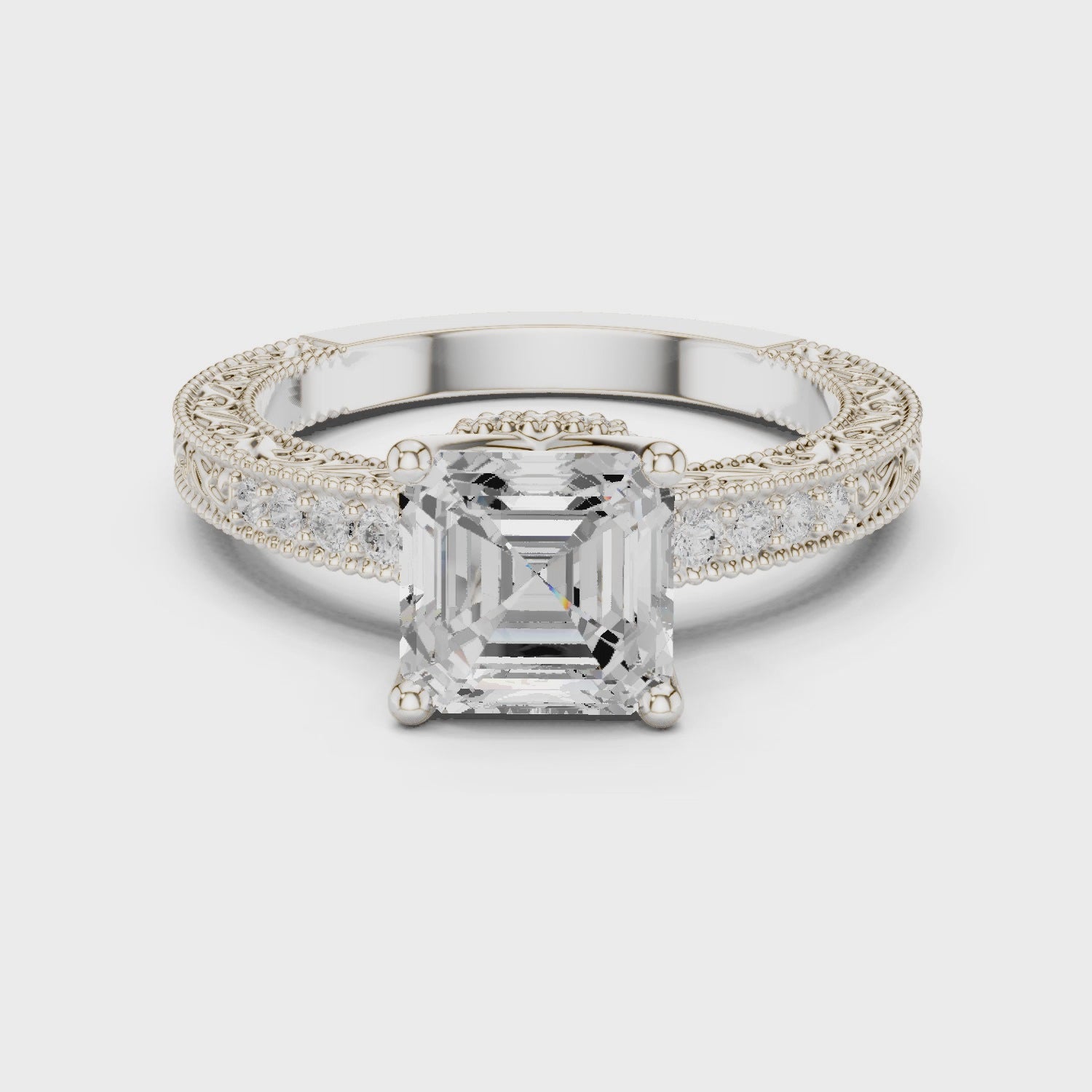 Solace Vintage Lace Asscher Diamond Pavé Ring