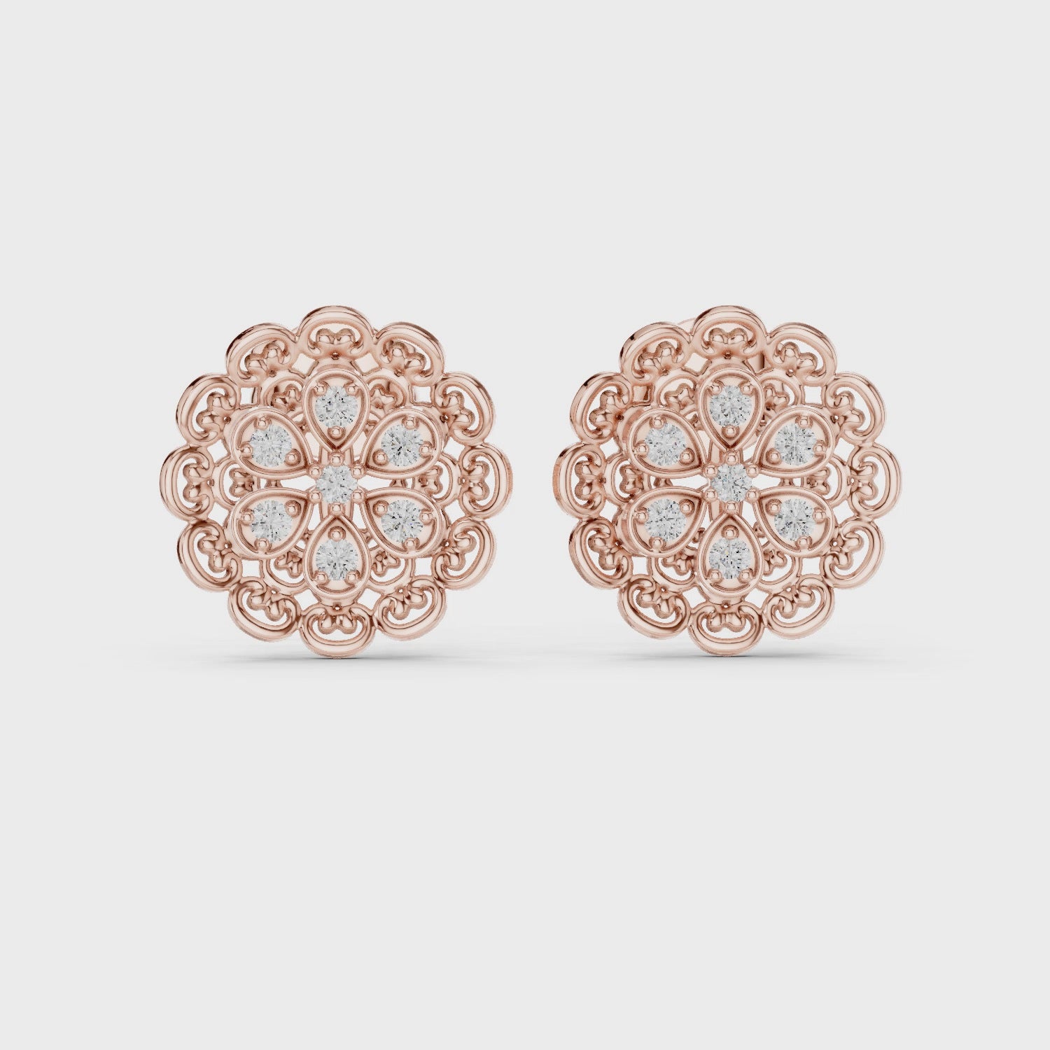 Floral Halo Lab-Grown Diamond Stud Earrings