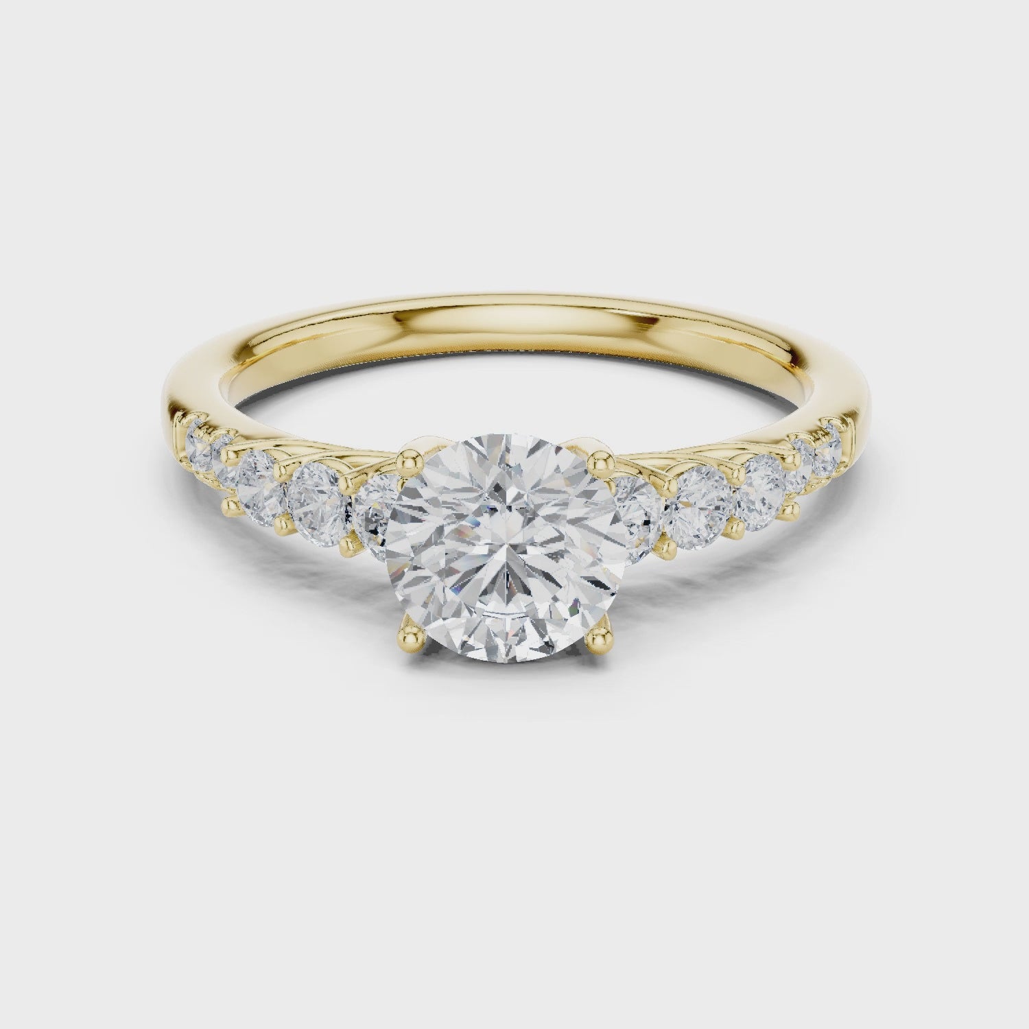 Three-Stone Diamond Engagement Ring with Pavé Band