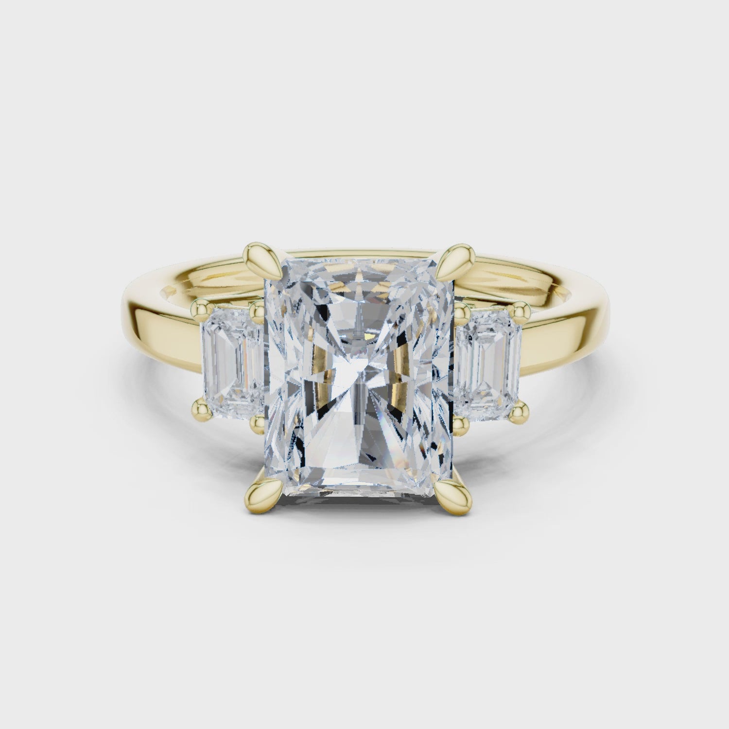 Prism Radiant Diamond Three-Stone Ring