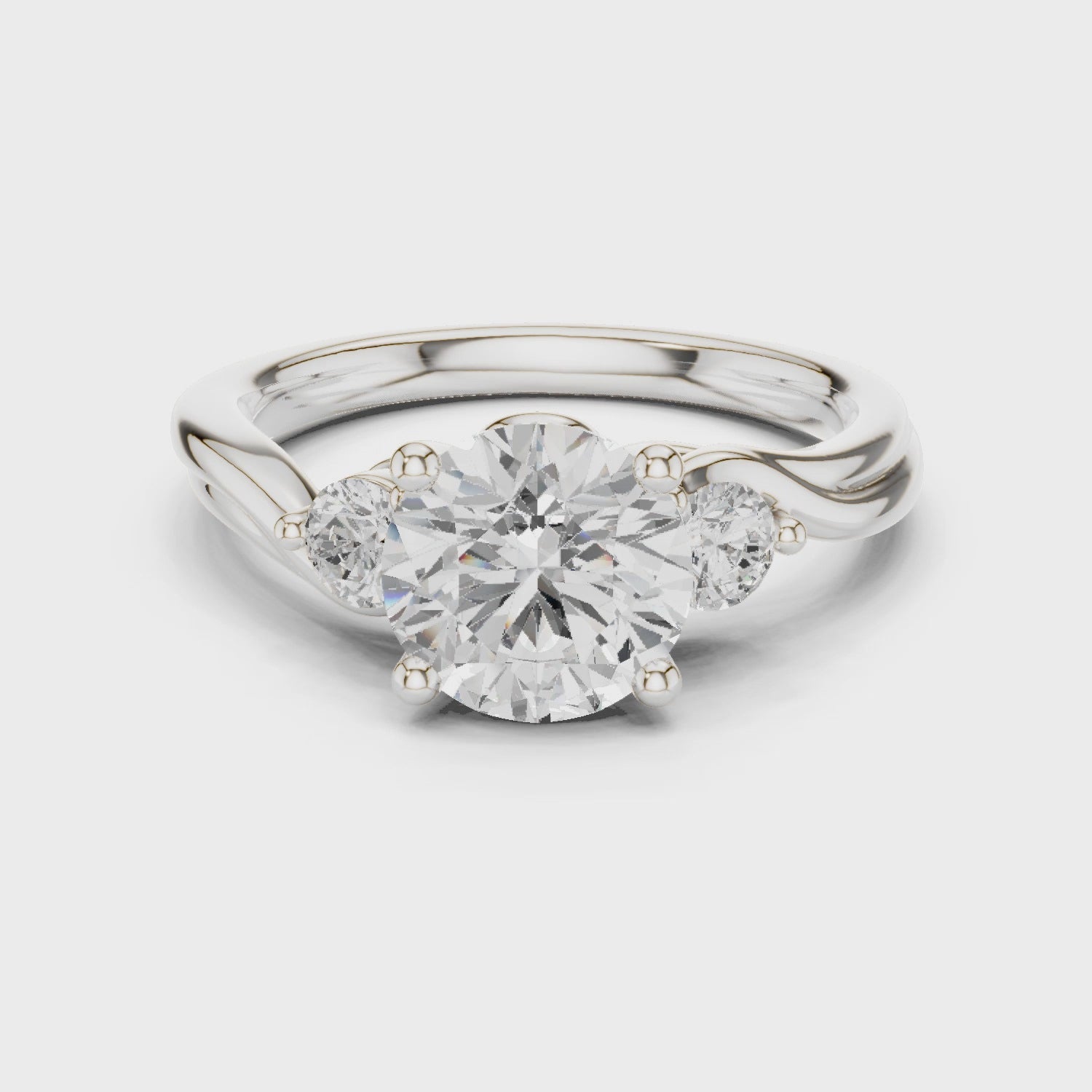 Helix Round Diamond Three-Stone Twist Ring